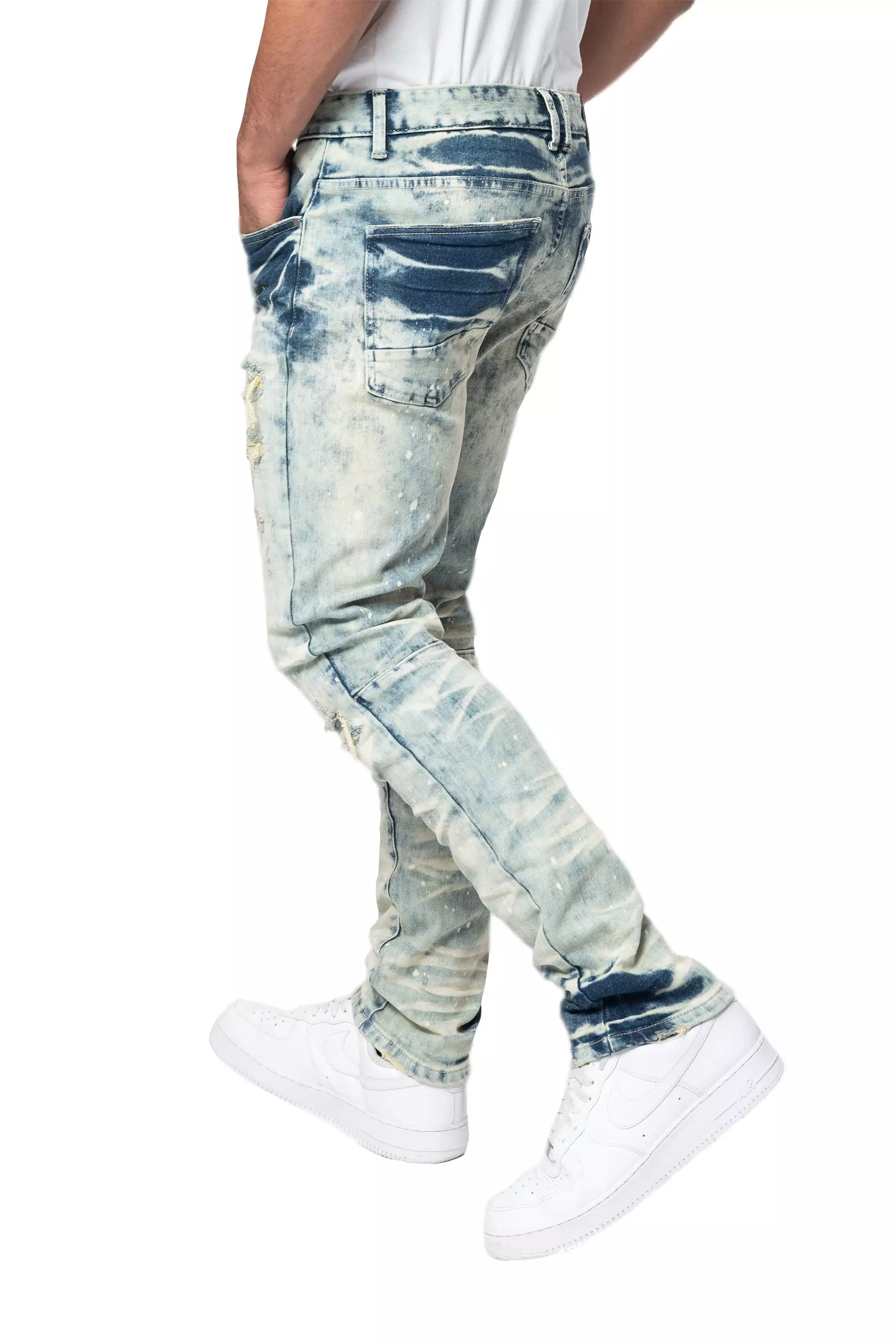 Smoke Rise Men's Slim Fit Heavy Vintage Denim Jeans - Orion Blue - BLUE