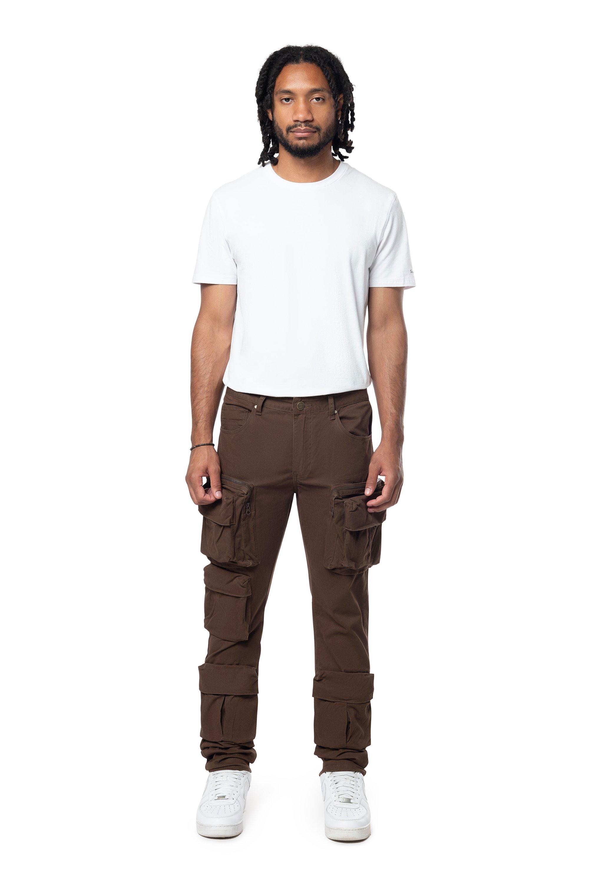 Smoke Rise Men's Slim Fit Cargo Twill Pants - Bison - BROWN Thumbnail View 1