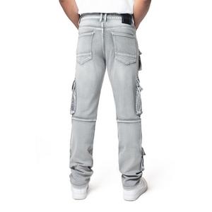 Smoke Rise Men's Straight Fit Cargo Denim Jeans - Union Grey