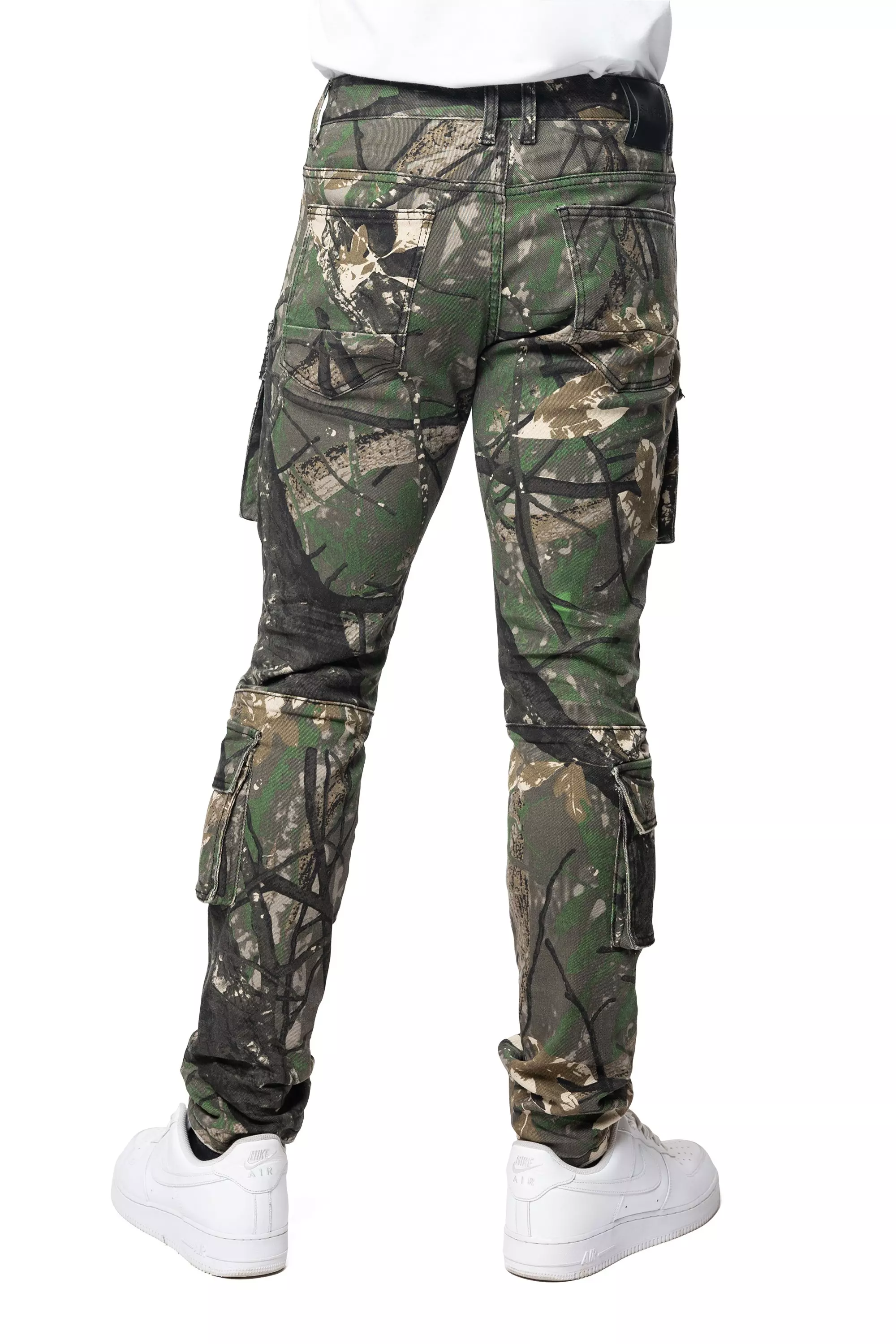 Smoke Rise Men's Slim Fit Utility Pocket Pants - Tree Camo - OLIVE