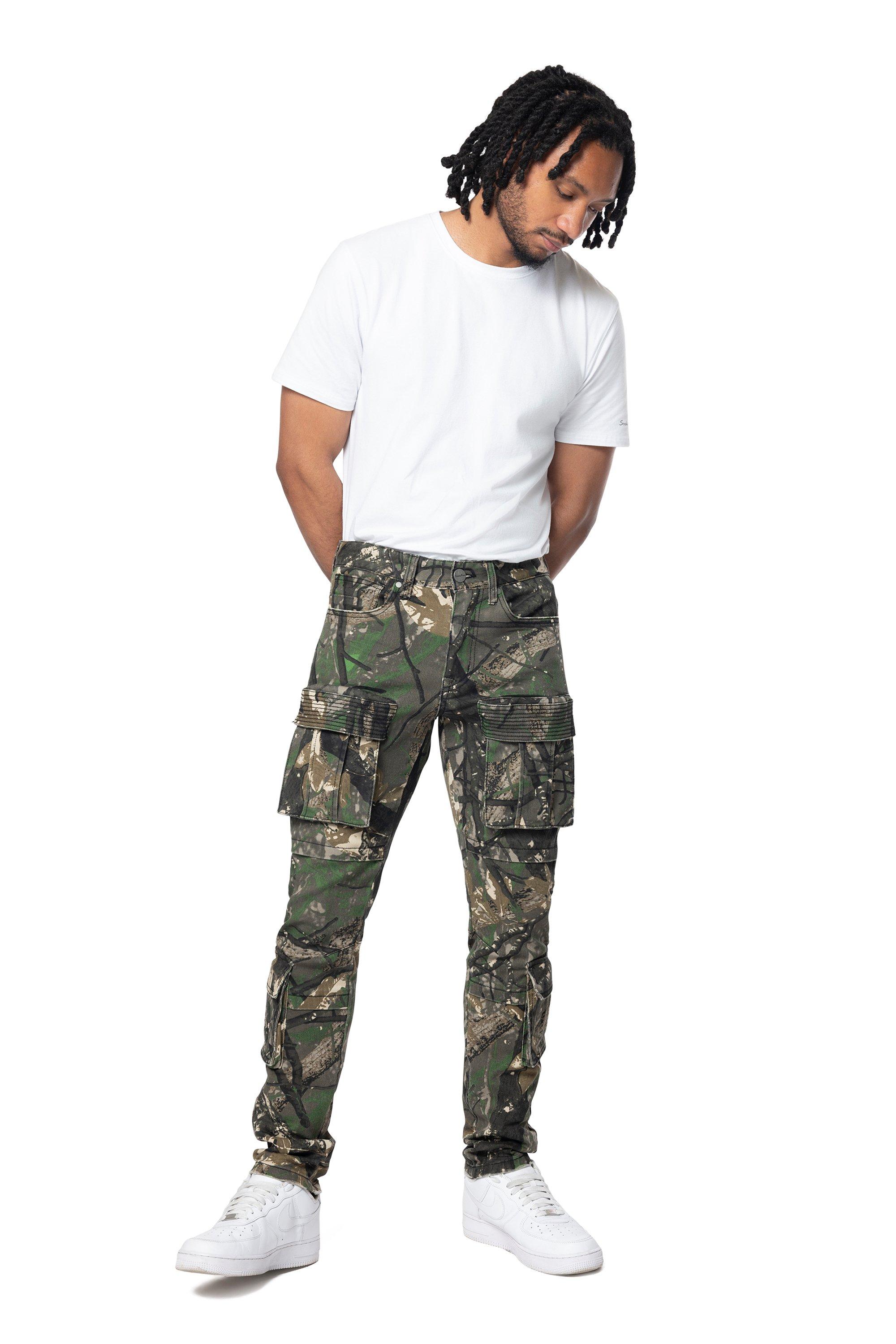Smoke Rise Men's Slim Fit Utility Pocket Pants - Tree Camo - OLIVE Thumbnail View 5