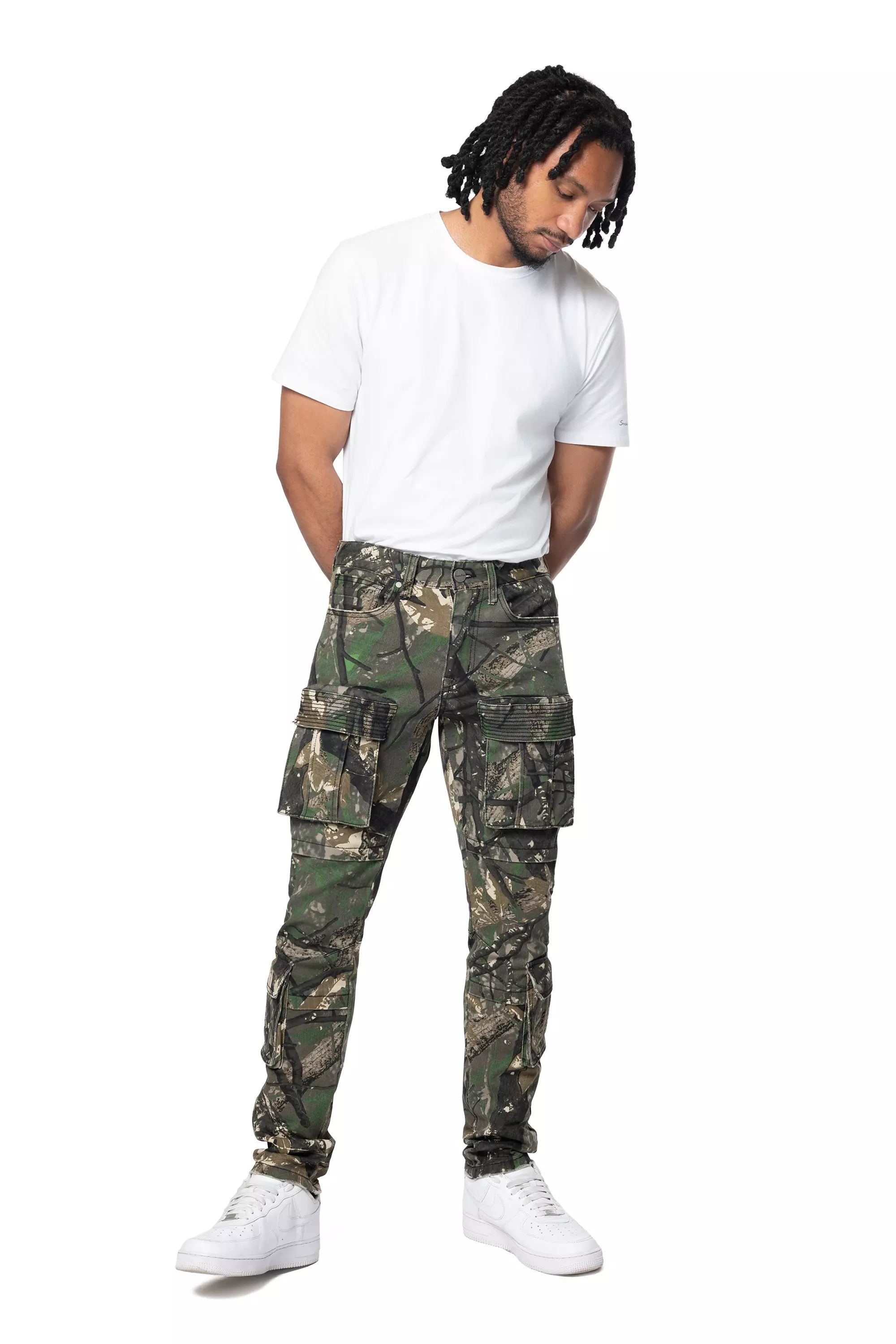 Smoke Rise Men's Slim Fit Utility Pocket Pants - Tree Camo - OLIVE