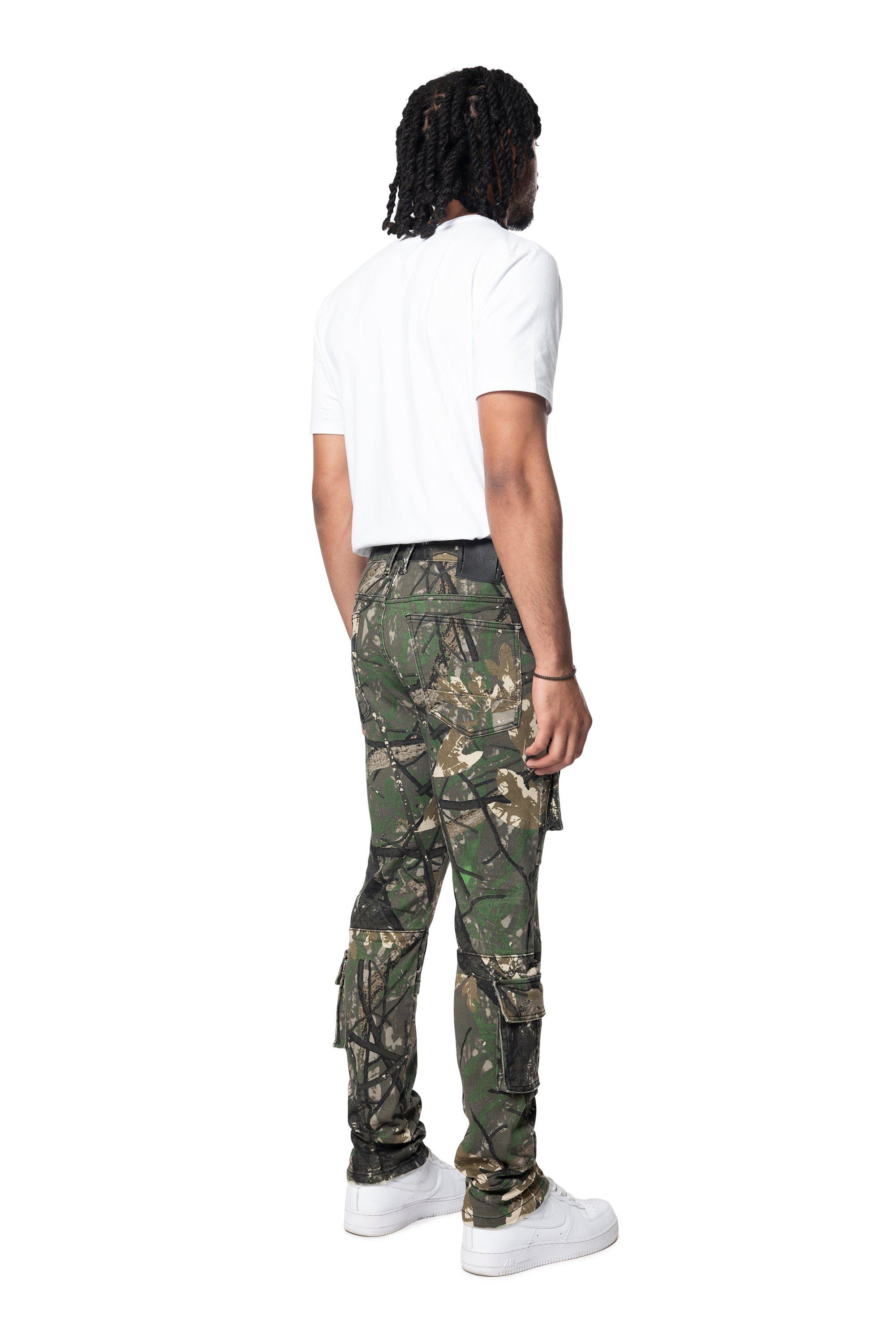 Smoke Rise Men's Slim Fit Utility Pocket Pants - Tree Camo - OLIVE Thumbnail View 6