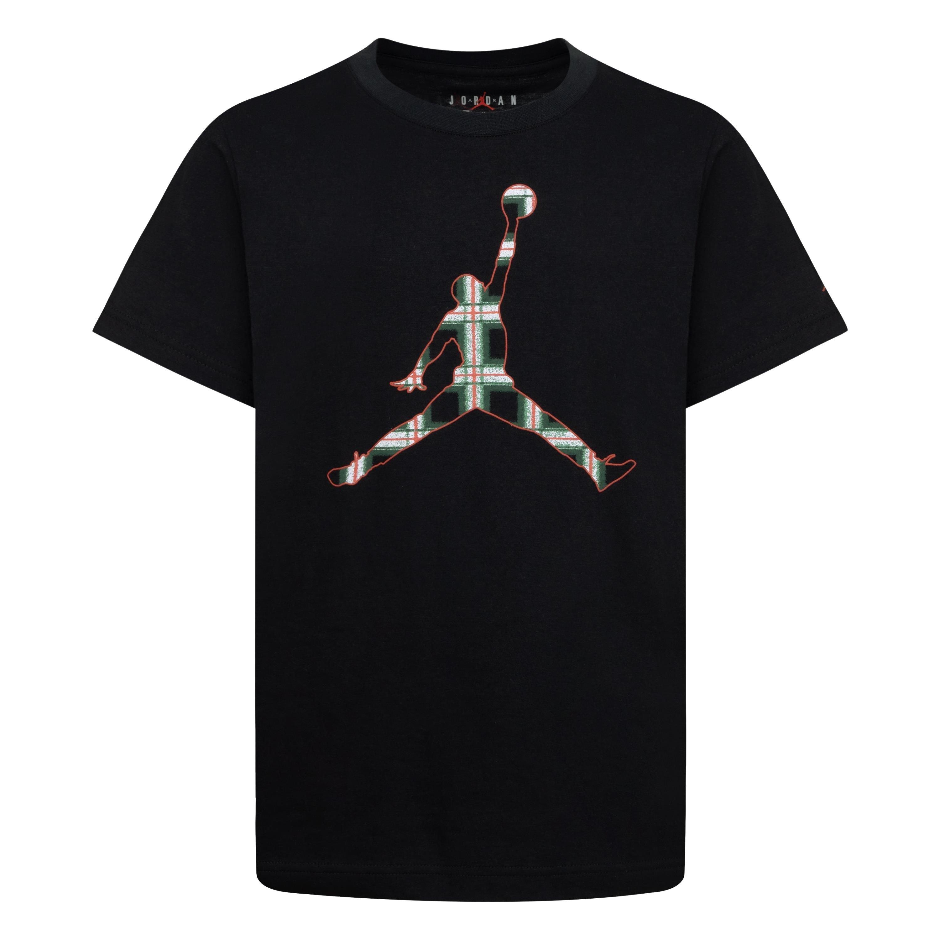 Jordan Big Boys' Plaid Tee - Black - BLACK