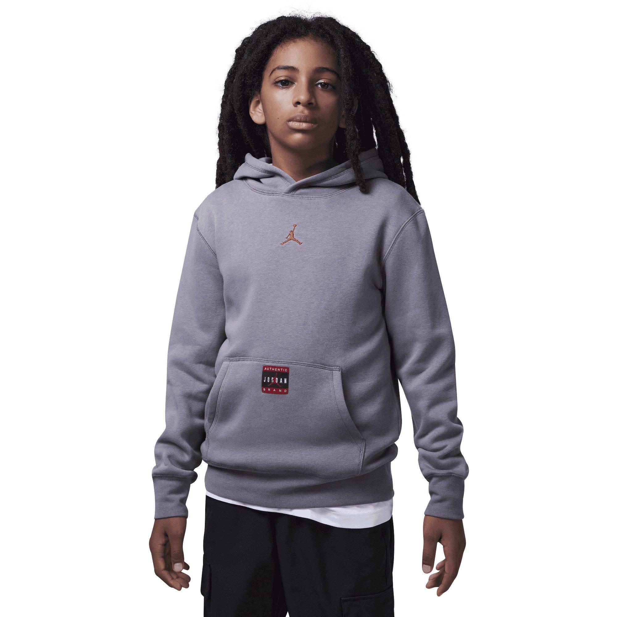 NIKE JORDAN Kid's Red/Gray Sherpa Two-Fer Hooded Zip-Up
