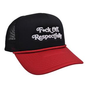Field Grade Respectfully Trucker Snapback-Black/Red