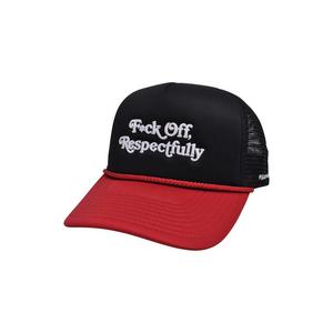 Field Grade Respectfully Trucker Snapback-Black/Red