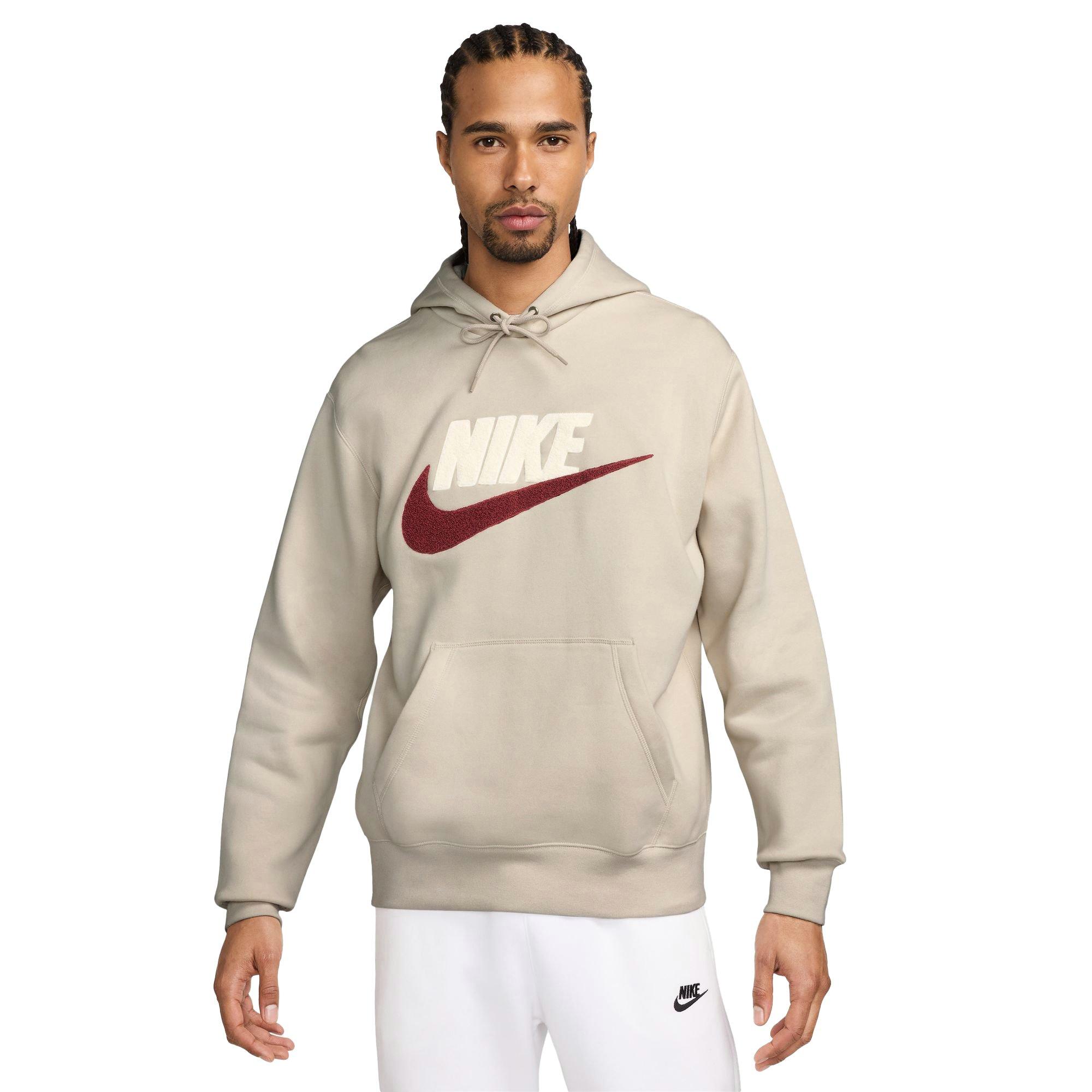 Nike Men's Club Fleece Pullover Hoodie-Lt Brown - LT BROWN Thumbnail View 1