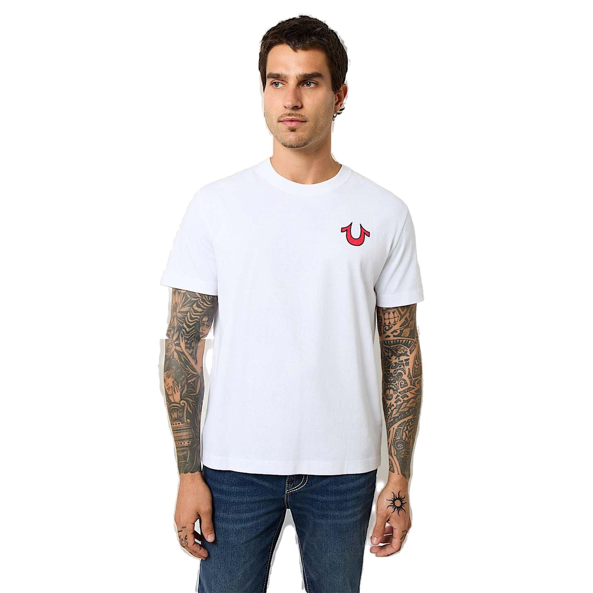 True Religion Men's Blazing World Tour Logo Tee - WHITE