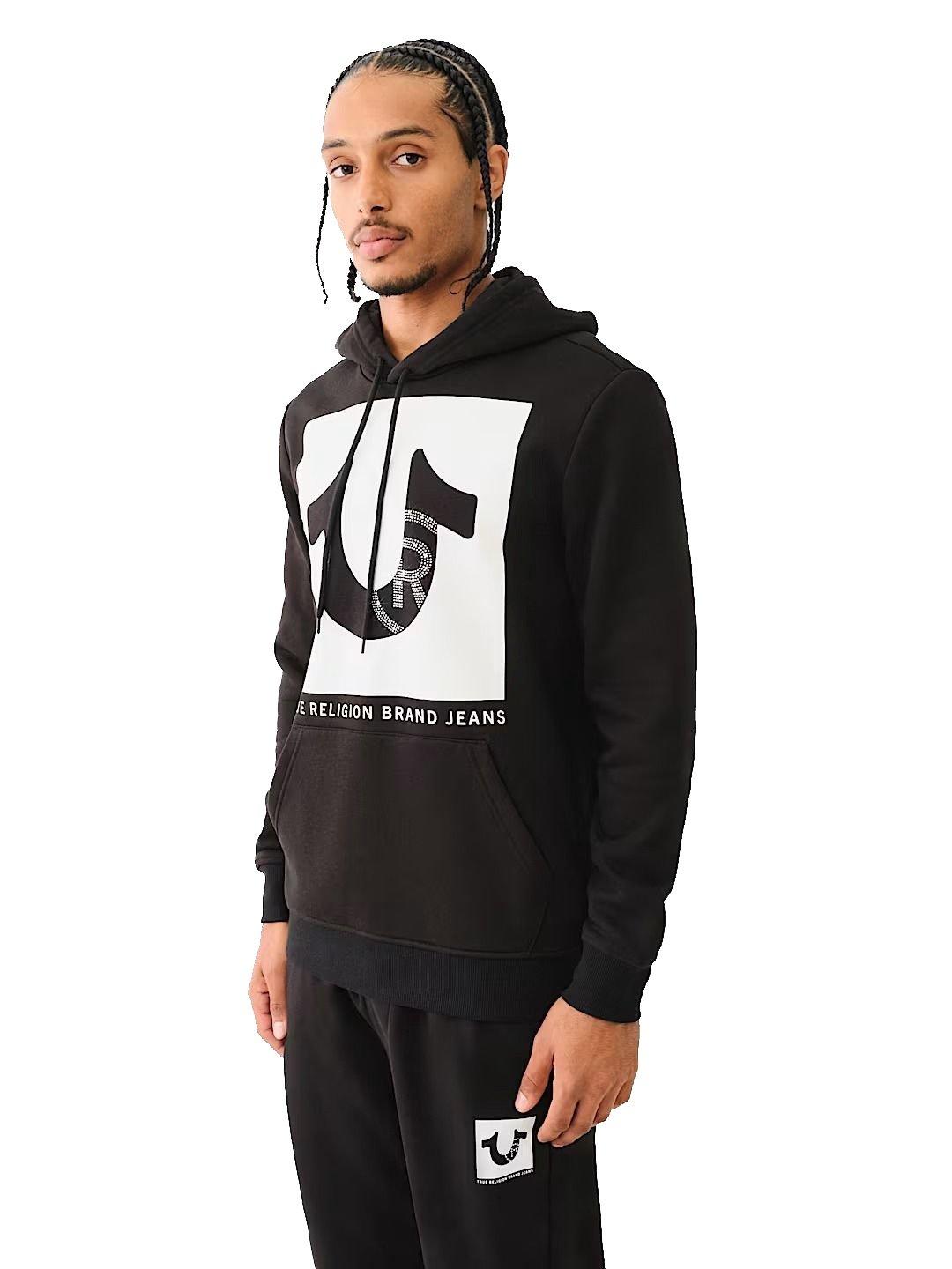 True Religion Men's Crystal Stud Hoodie - Black - BLACK Thumbnail View 1