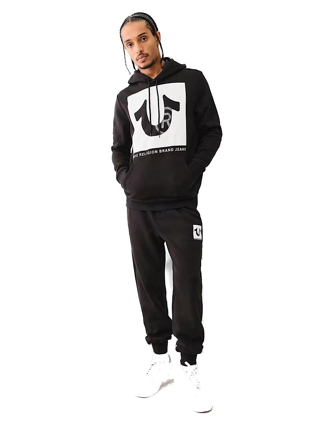 True Religion Men's Crystal Stud Hoodie - Black - BLACK Thumbnail View 2