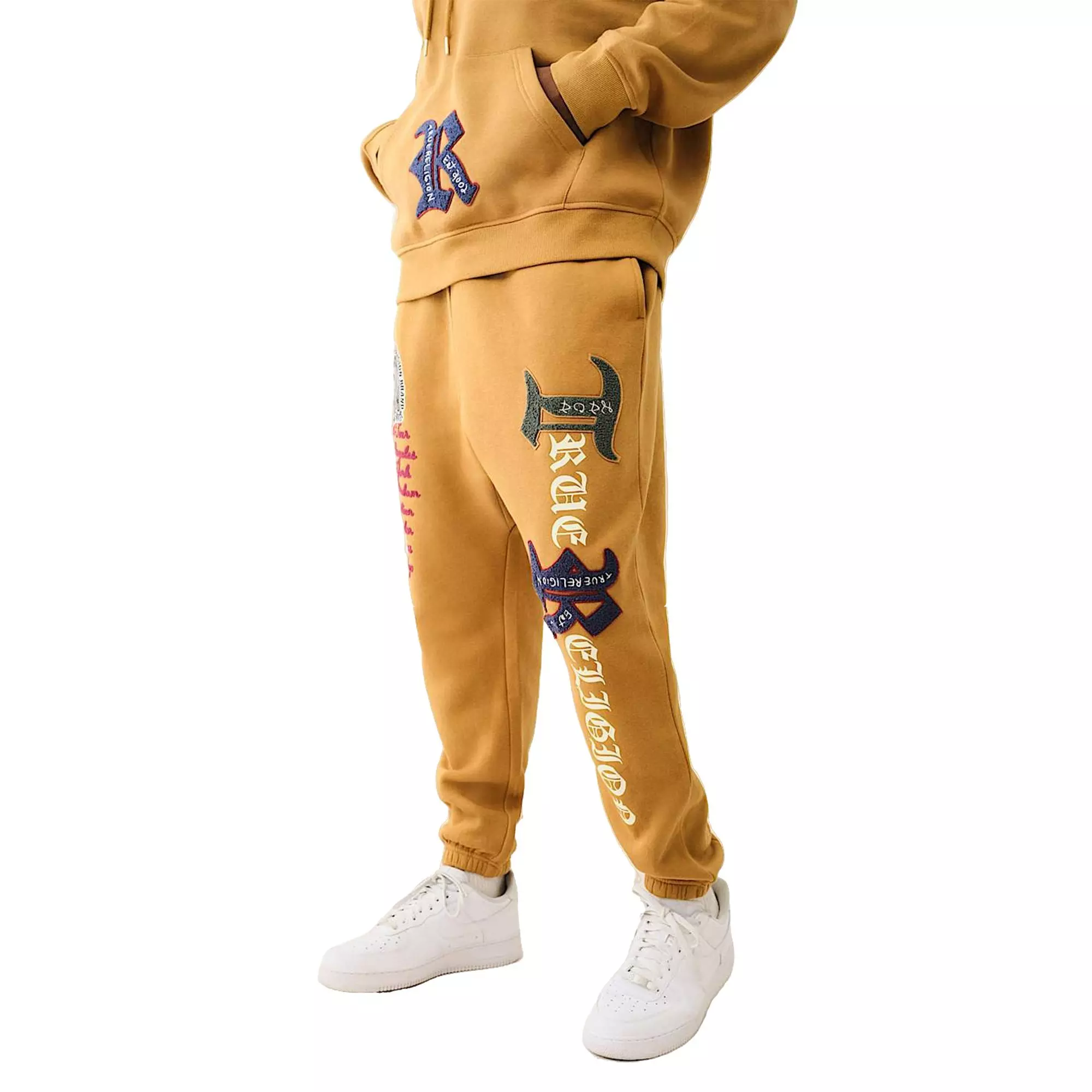 True Religion Men's Logo Patch Embroidery Joggers - BROWN