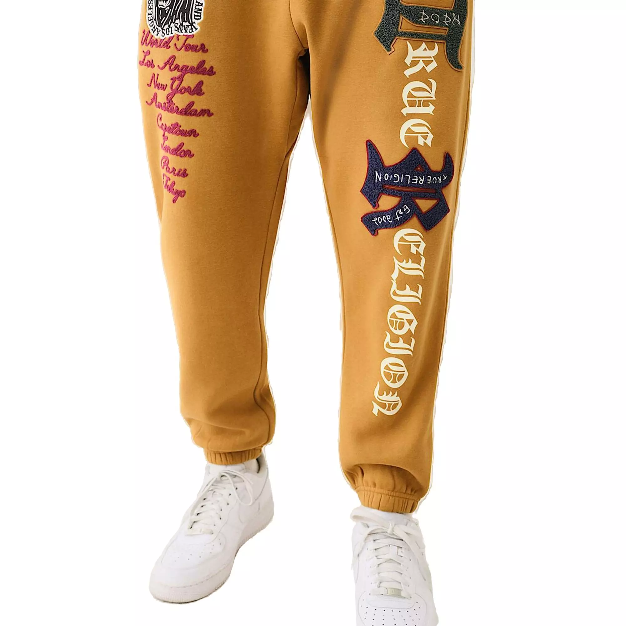 True Religion Men's Logo Patch Embroidery Joggers - BROWN