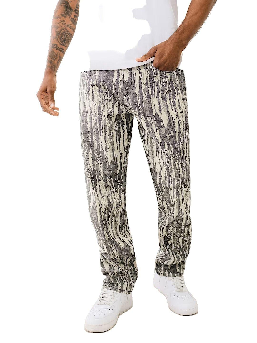 True Religion Men's Jacquard Bobby Big T Loose Fit Denim Jeans - GREY Thumbnail View 1