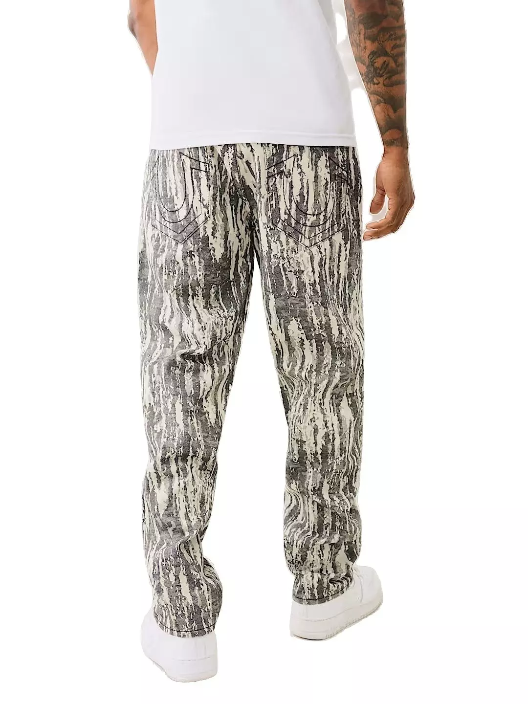 True Religion Men's Jacquard Bobby Big T Loose Fit Denim Jeans - GREY