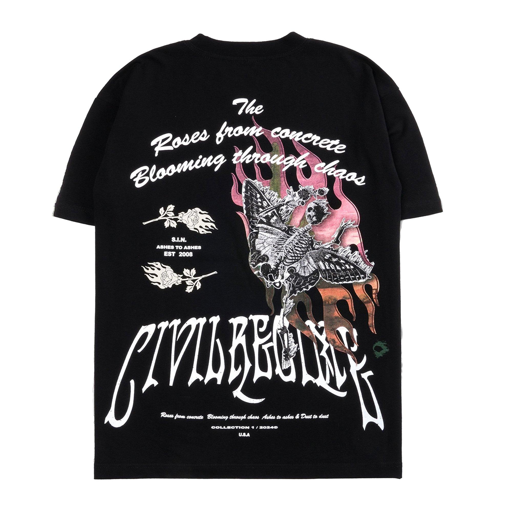 Civil Regime Risen From Fire Men's Black Oversized Tee