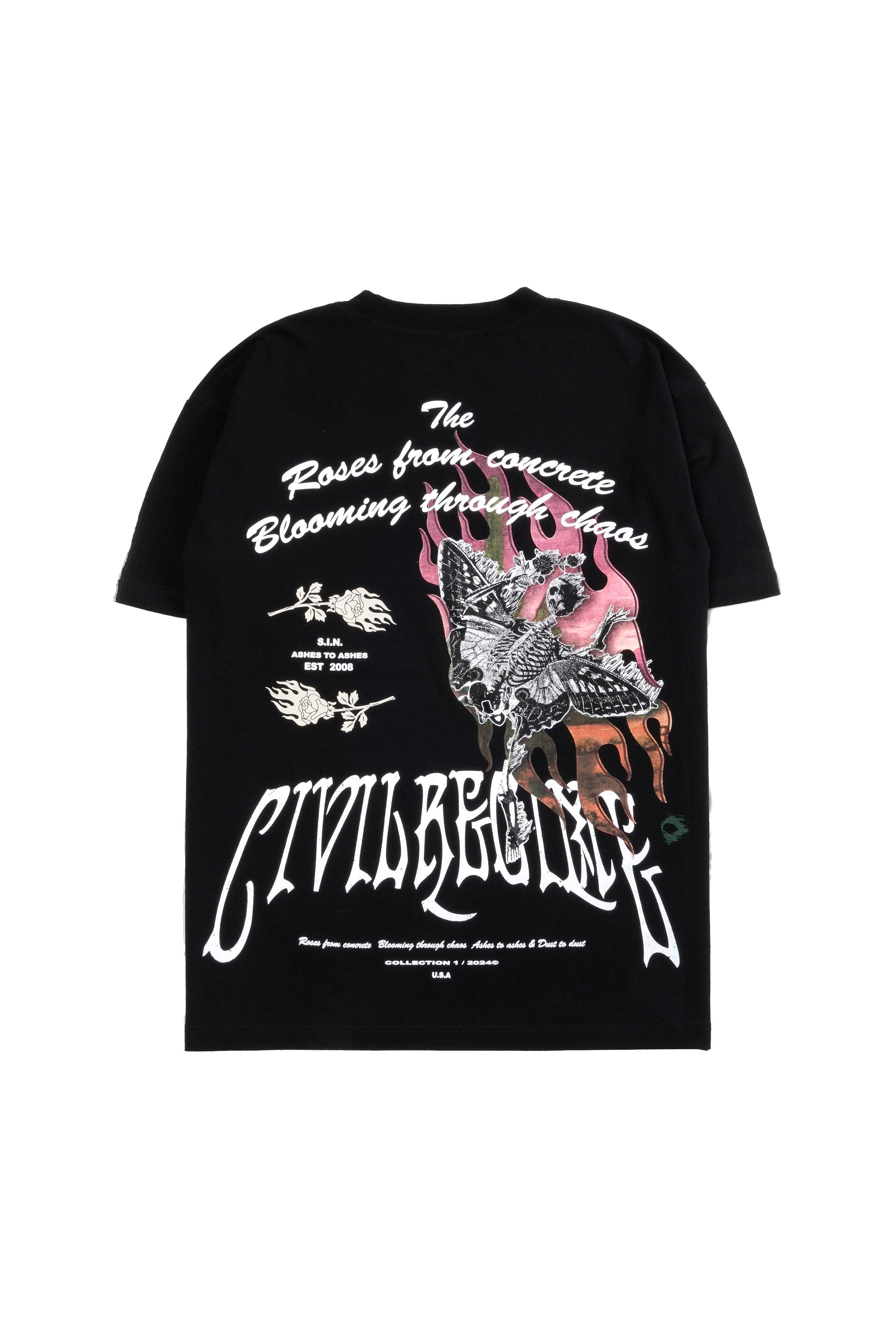 Civil Regime Risen From Fire Men's Black Oversized Tee