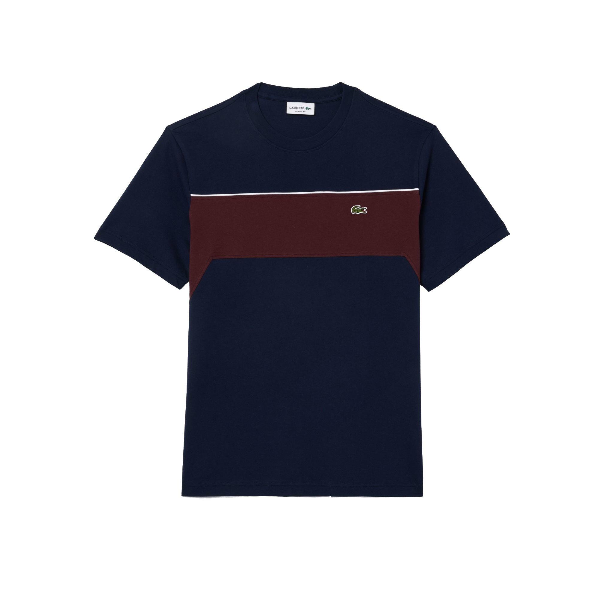 Lacoste Men's Colorblock Tee - Navy/Maroon - NAVY Thumbnail View 1