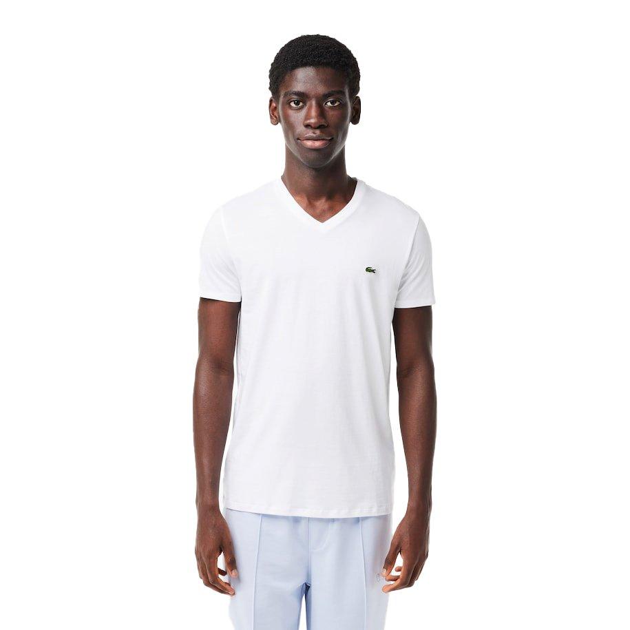 Lacoste Men's Jersey Print V-Neck Tee - WHITE