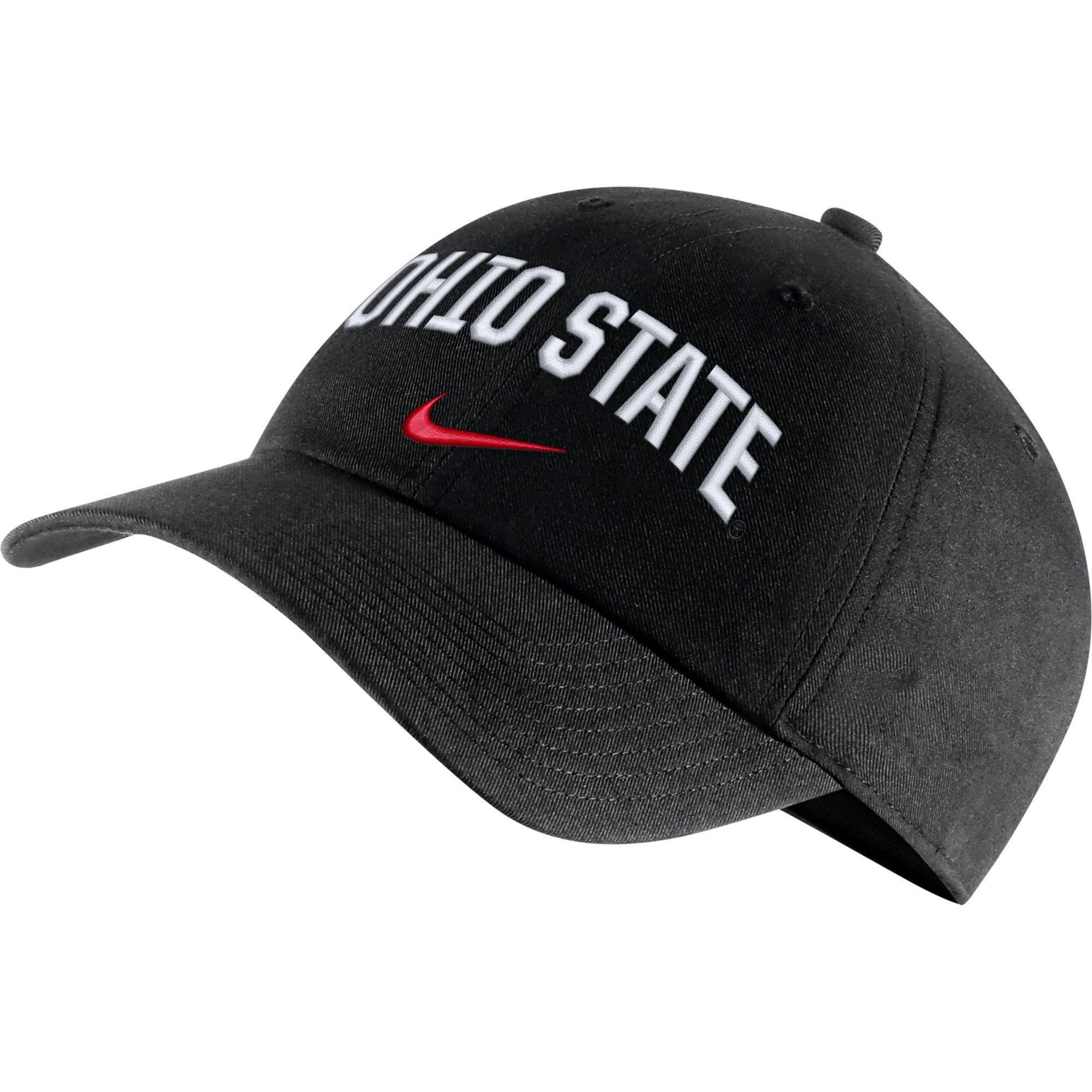 men's nike black ohio state buckeyes heritage 86 arch adjustable performance hat