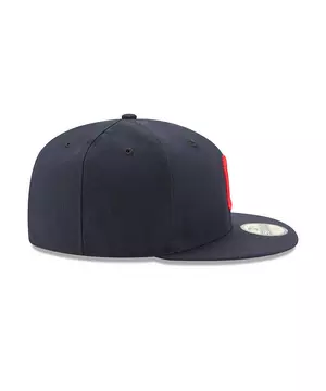 Men's New Era Navy Cleveland Indians Road Authentic Collection On Field  59FIFTY Fitted Hat