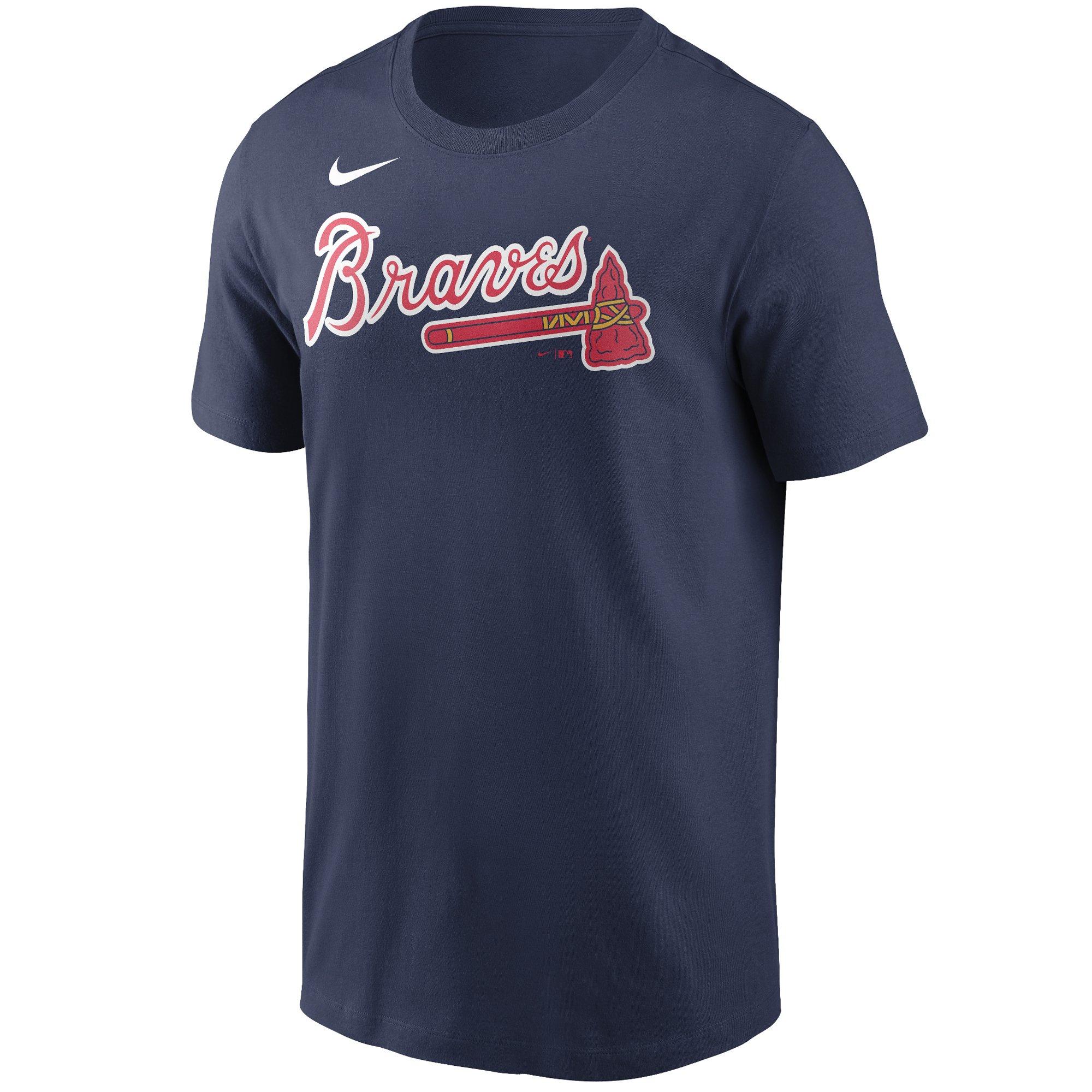 Nike Men's Atlanta Braves Ronald Acuna Jr. Name & Number MLB Short Sleeve Tee - NAVY Thumbnail View 2