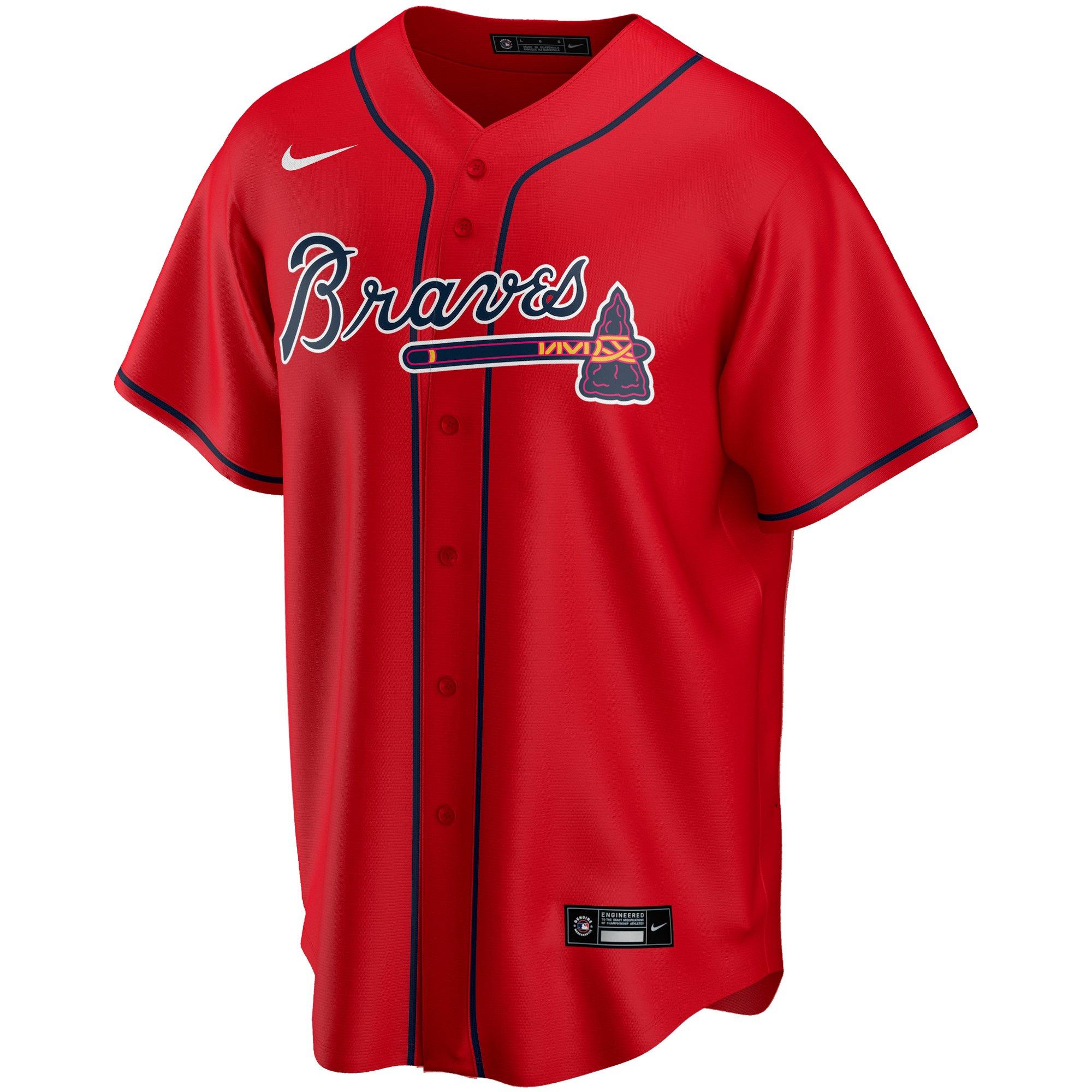 Nike Men's Atlanta Braves Ronald Acuna Jr. Alternate Replica MLB Jersey - RED Thumbnail View 2