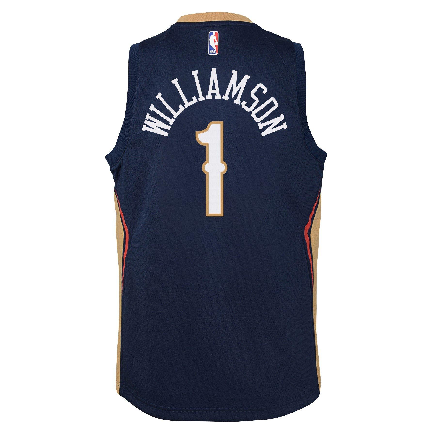 Nike Men's New Orleans Pelicans Zion Williamson #1 Navy Dri-Fit Swingman Jersey, Small, Blue
