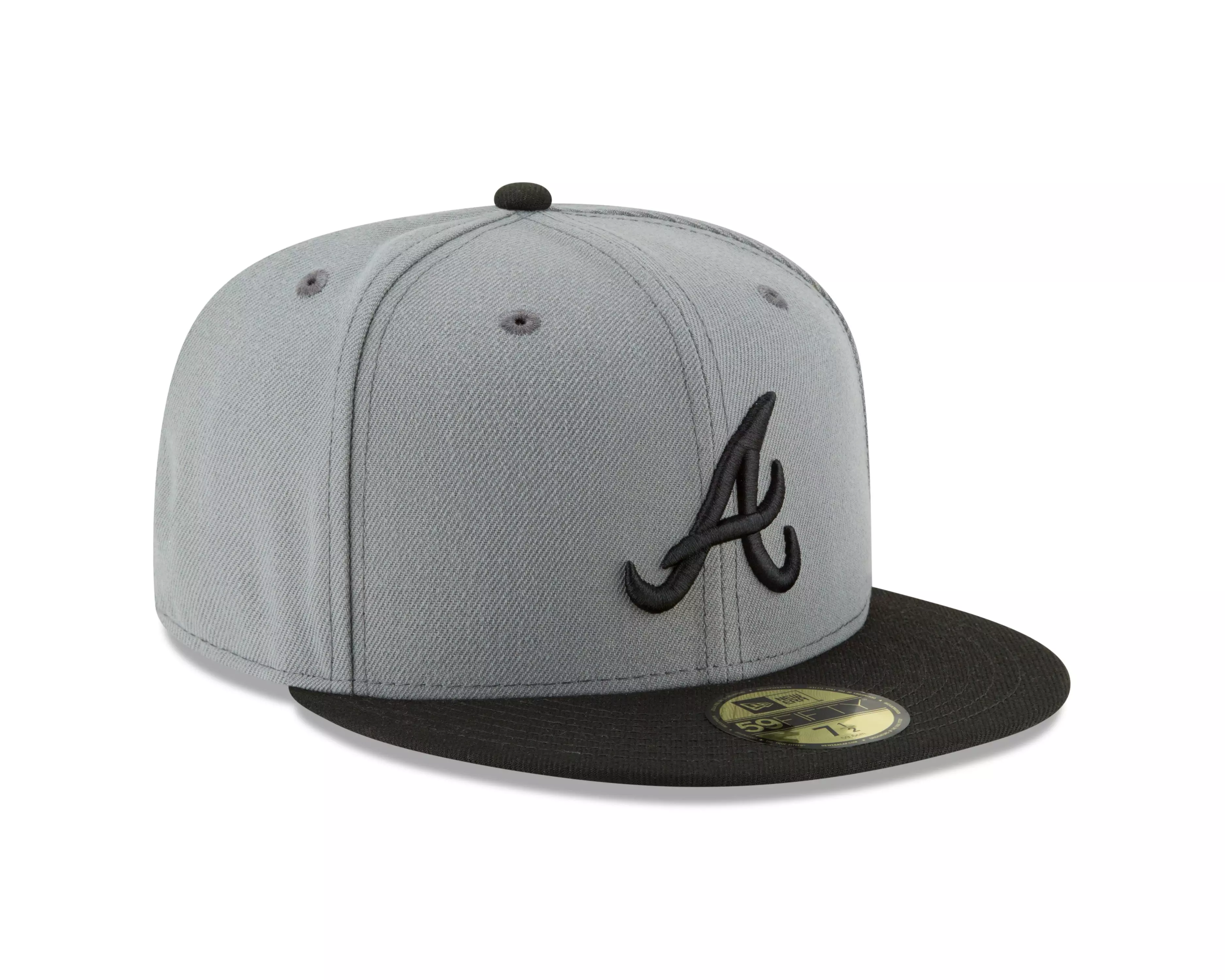 New Era Atlanta Braves 59FIFTY Two Tone Basic Fitted Hat-Grey/Black - DK GREY