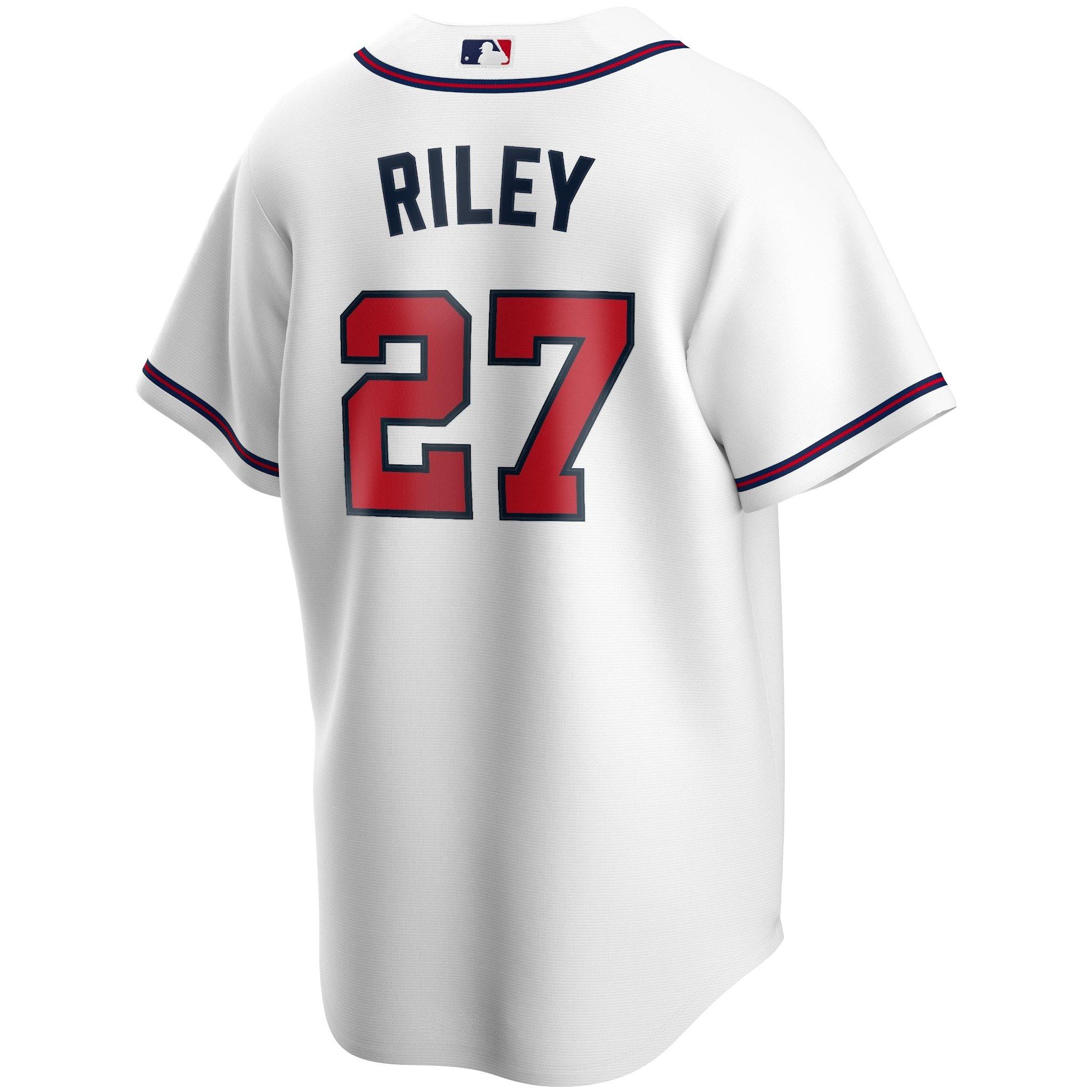 Nike Men's A. Riley Atlanta Braves "White" Replica MLB Jersey - WHITE Thumbnail View 1