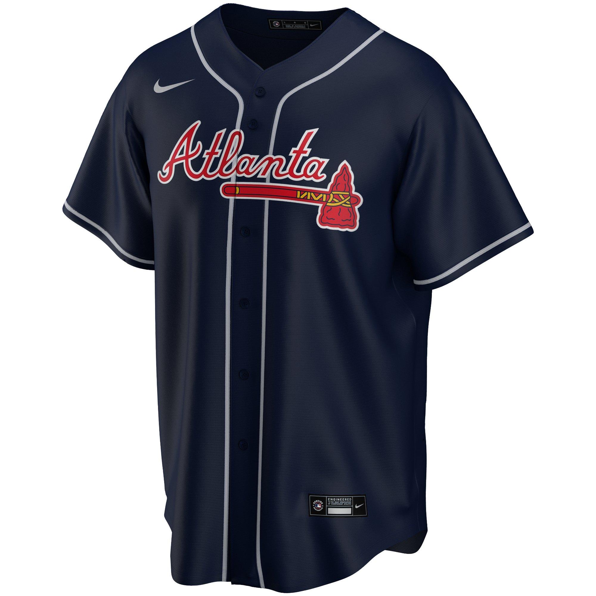 Nike Men's Atlanta Braves Ronald Acuna Jr. Alternate Replica MLB Jersey - Navy - NAVY Thumbnail View 2