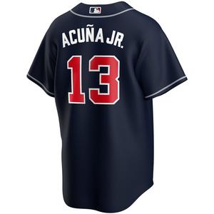 Nike Men's Atlanta Braves Ronald Acuna Jr. Alternate Replica MLB Jersey - Navy