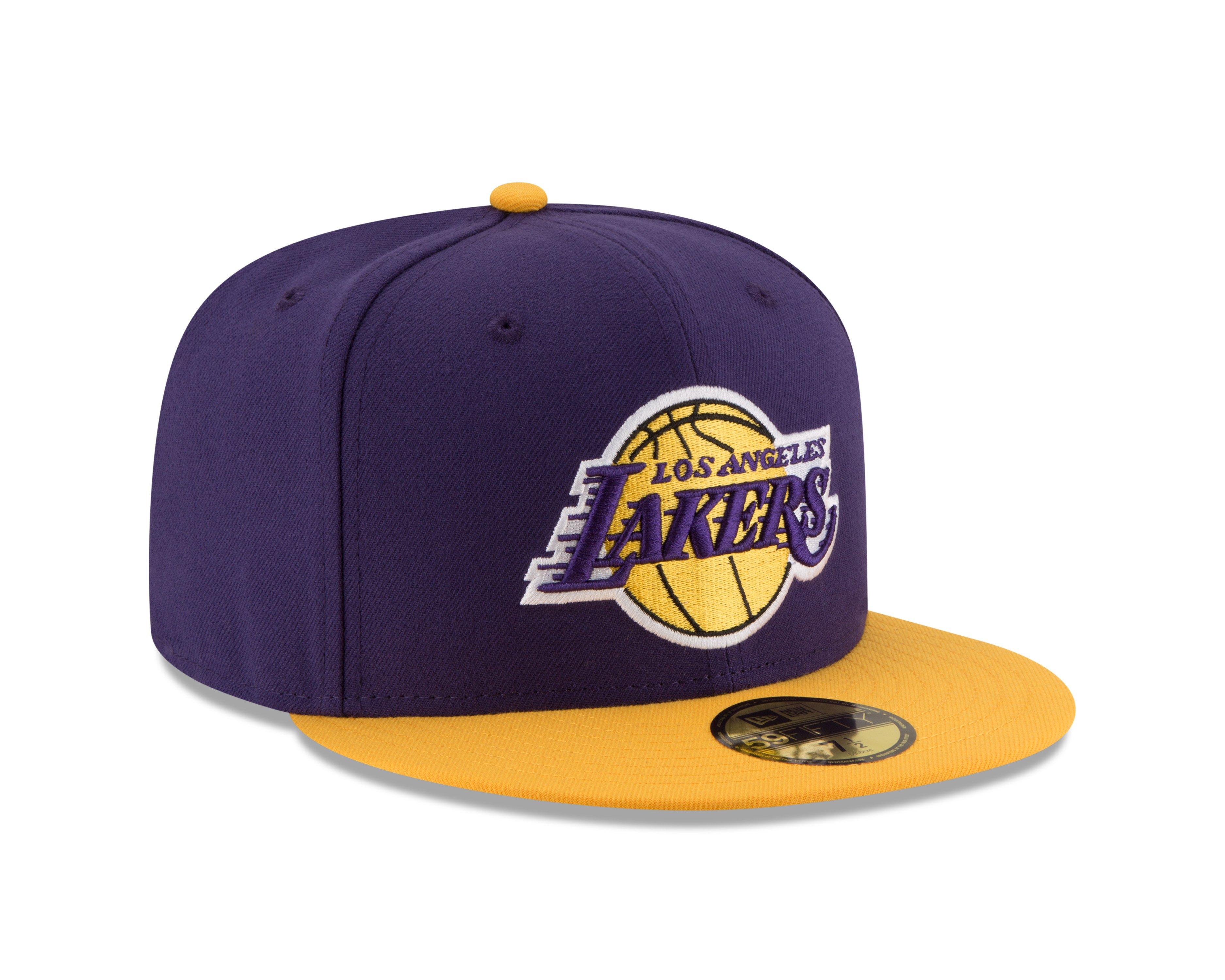 New Era 59Fifty Los Angeles Lakers Yellow Bottom Men's Fitted Hat Blac