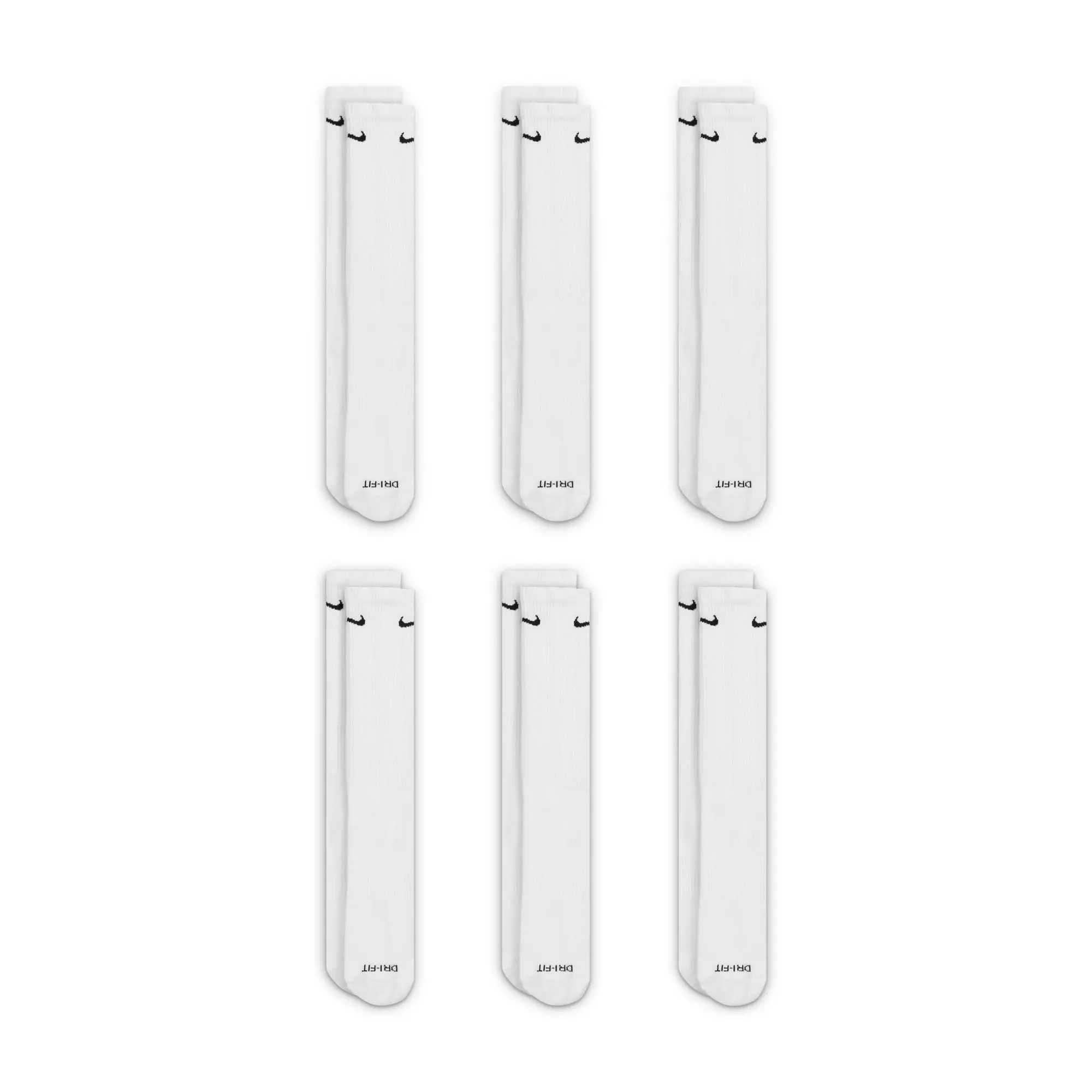 Nike Everyday Plus Cushioned Training Crew Socks (6 Pairs)-White - WHITE