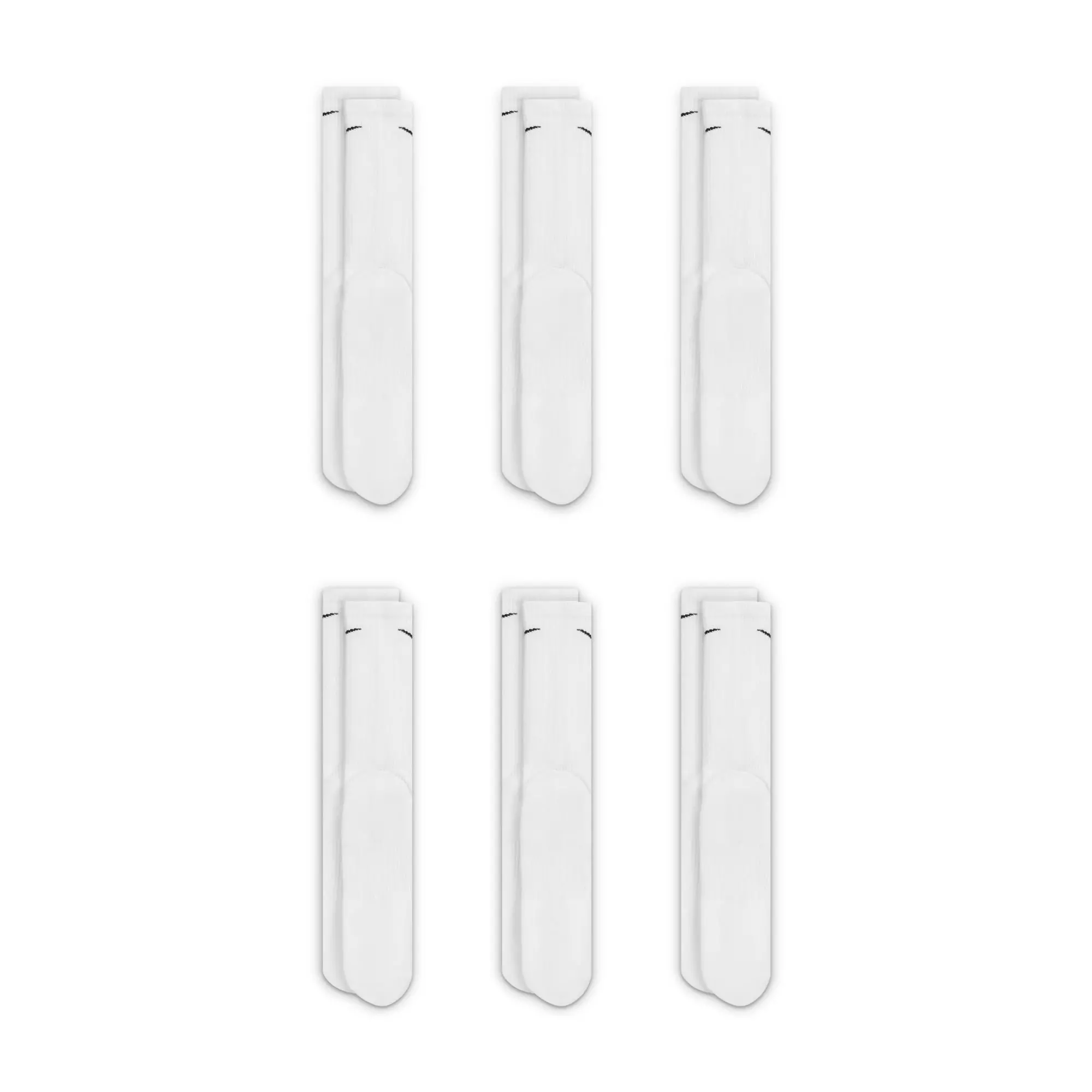 Nike Everyday Plus Cushioned Training Crew Socks (6 Pairs)-White - WHITE