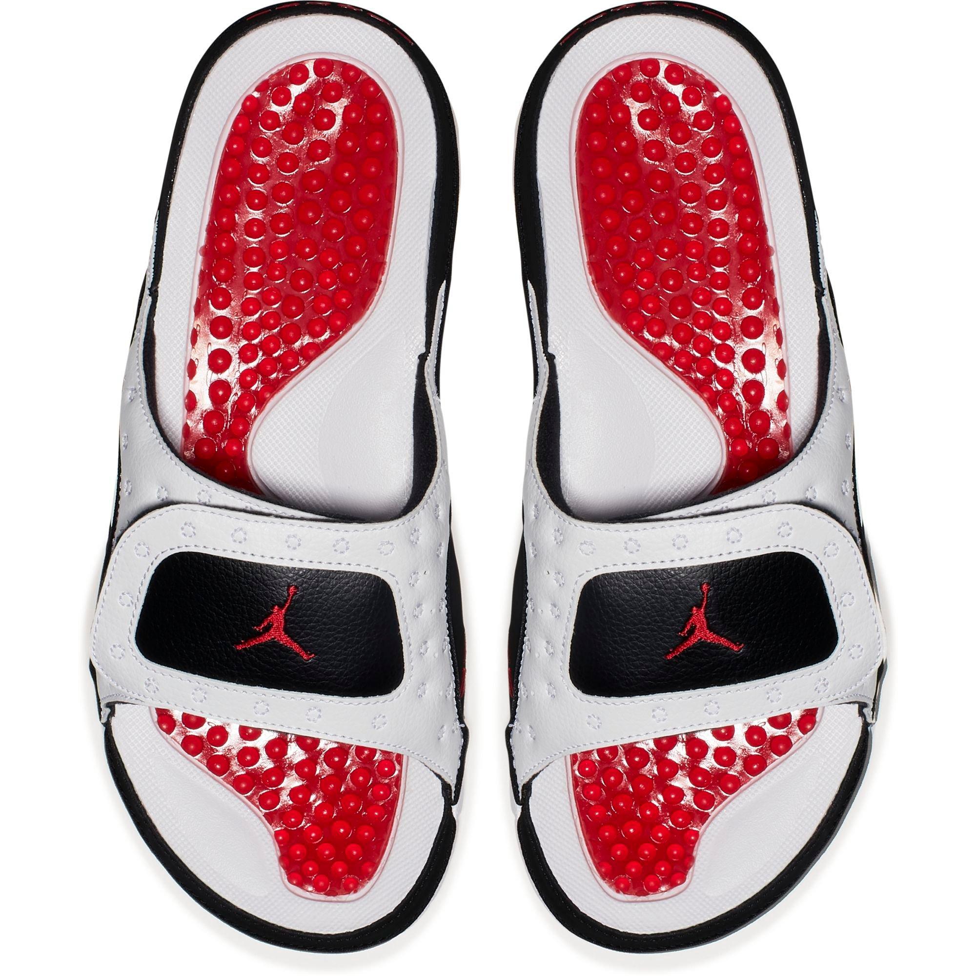 red and white jordan slides