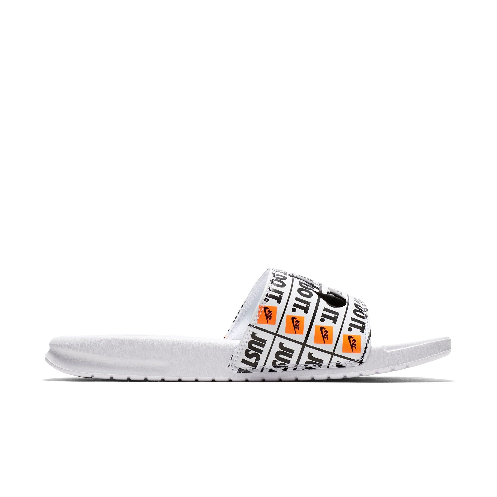 white nike just do it slides