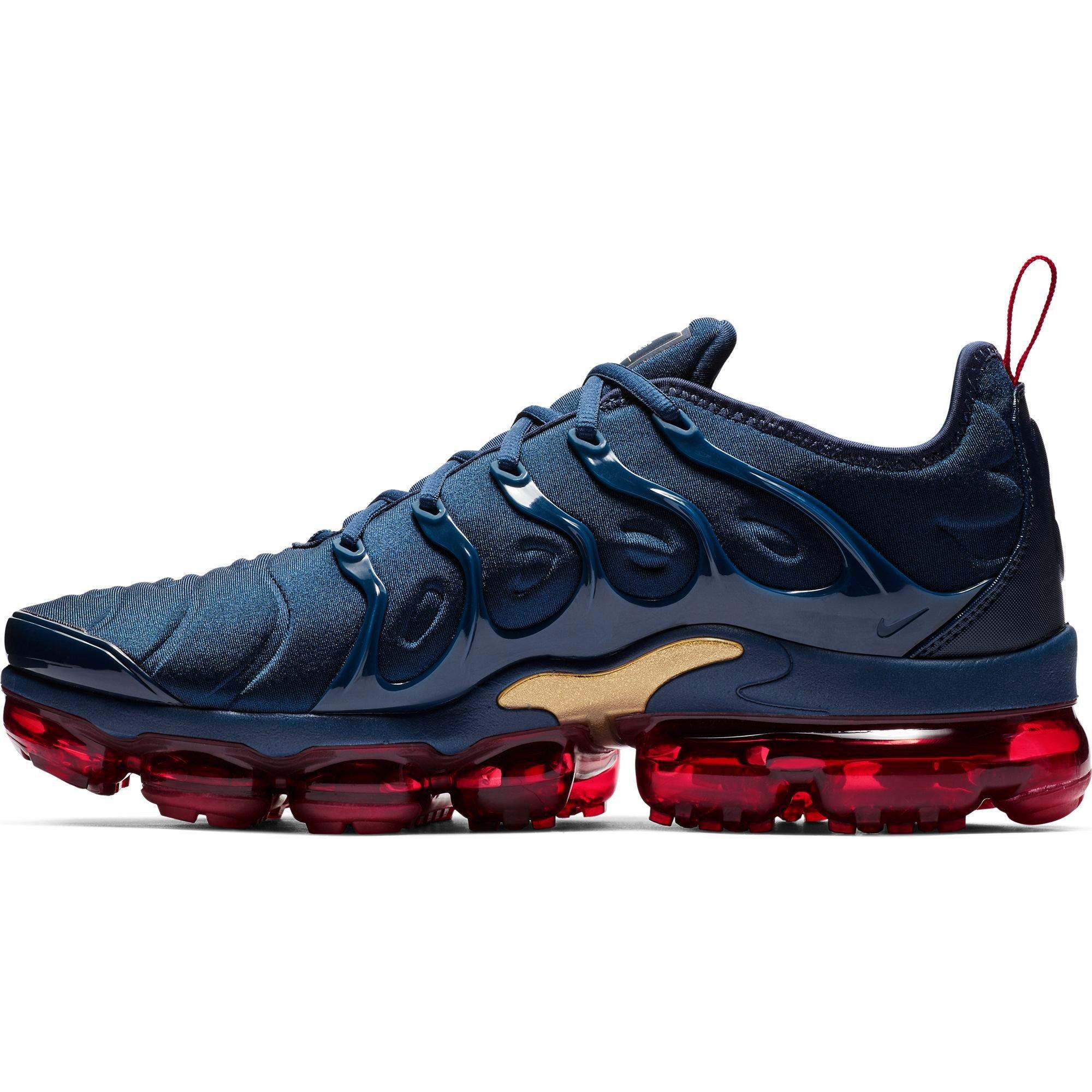 vapormax plus navy blue and red