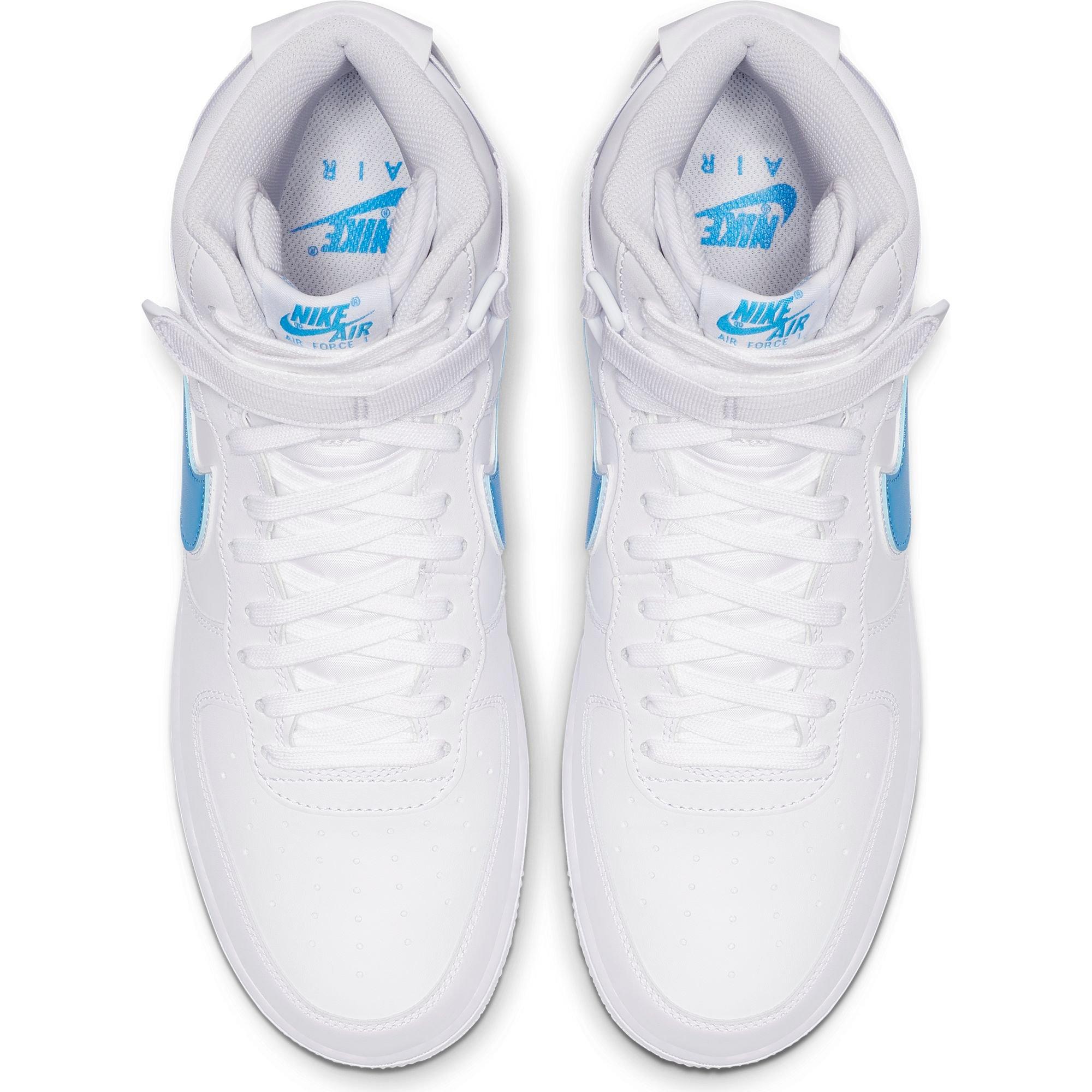 high top air forces blue and white