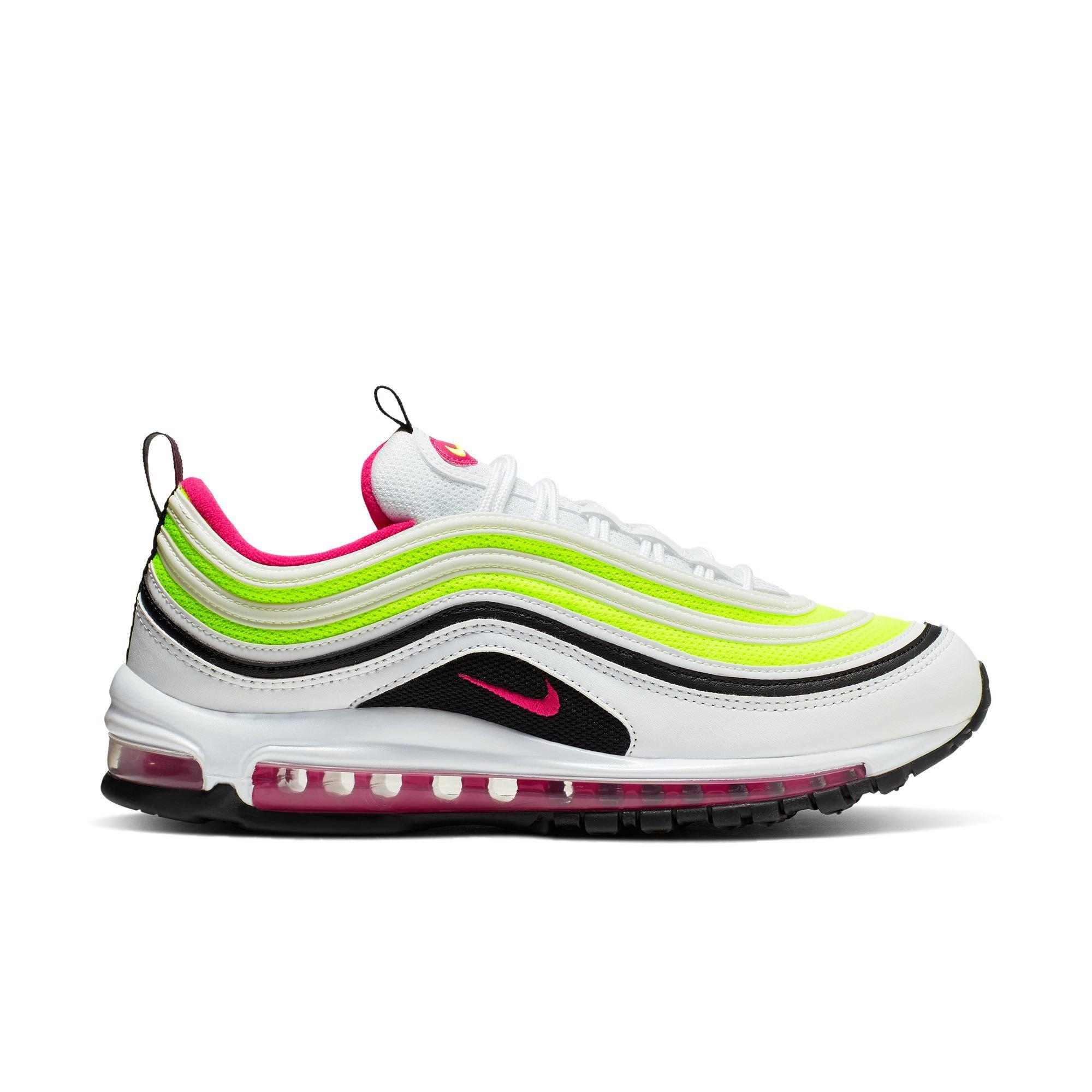 white pink and lime green air max