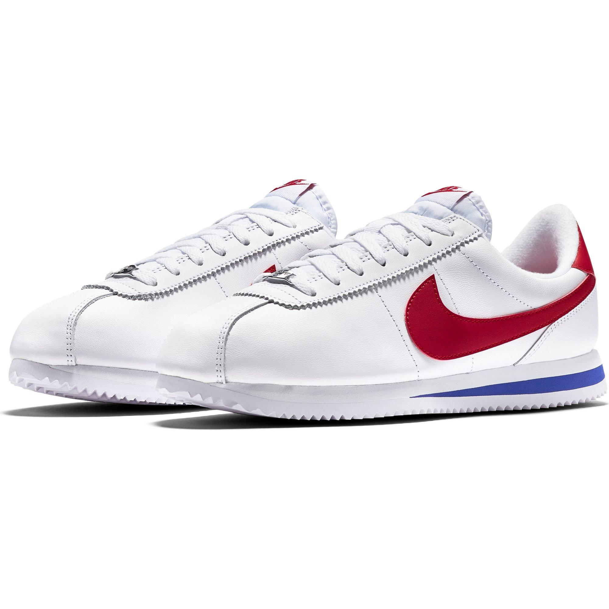 nike cortez mens white red blue