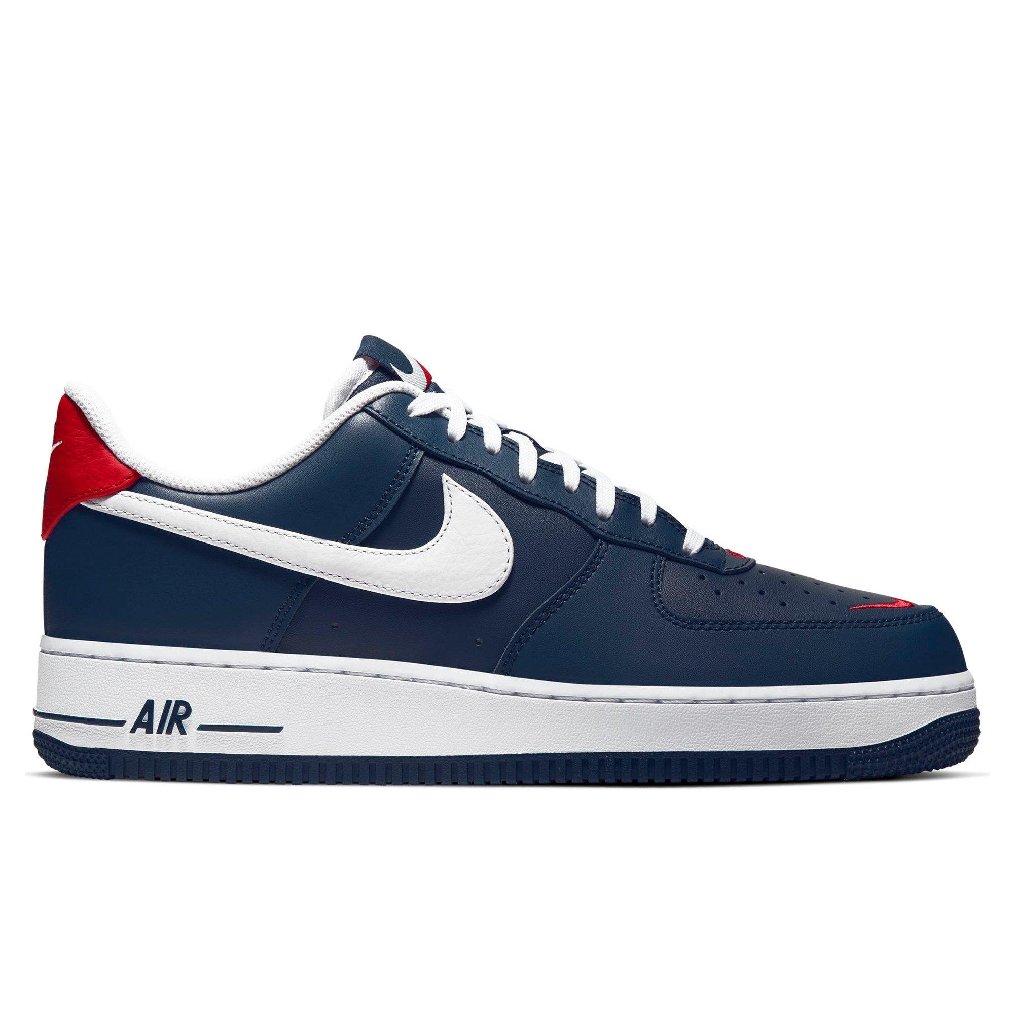 nike air force one red and blue swoosh