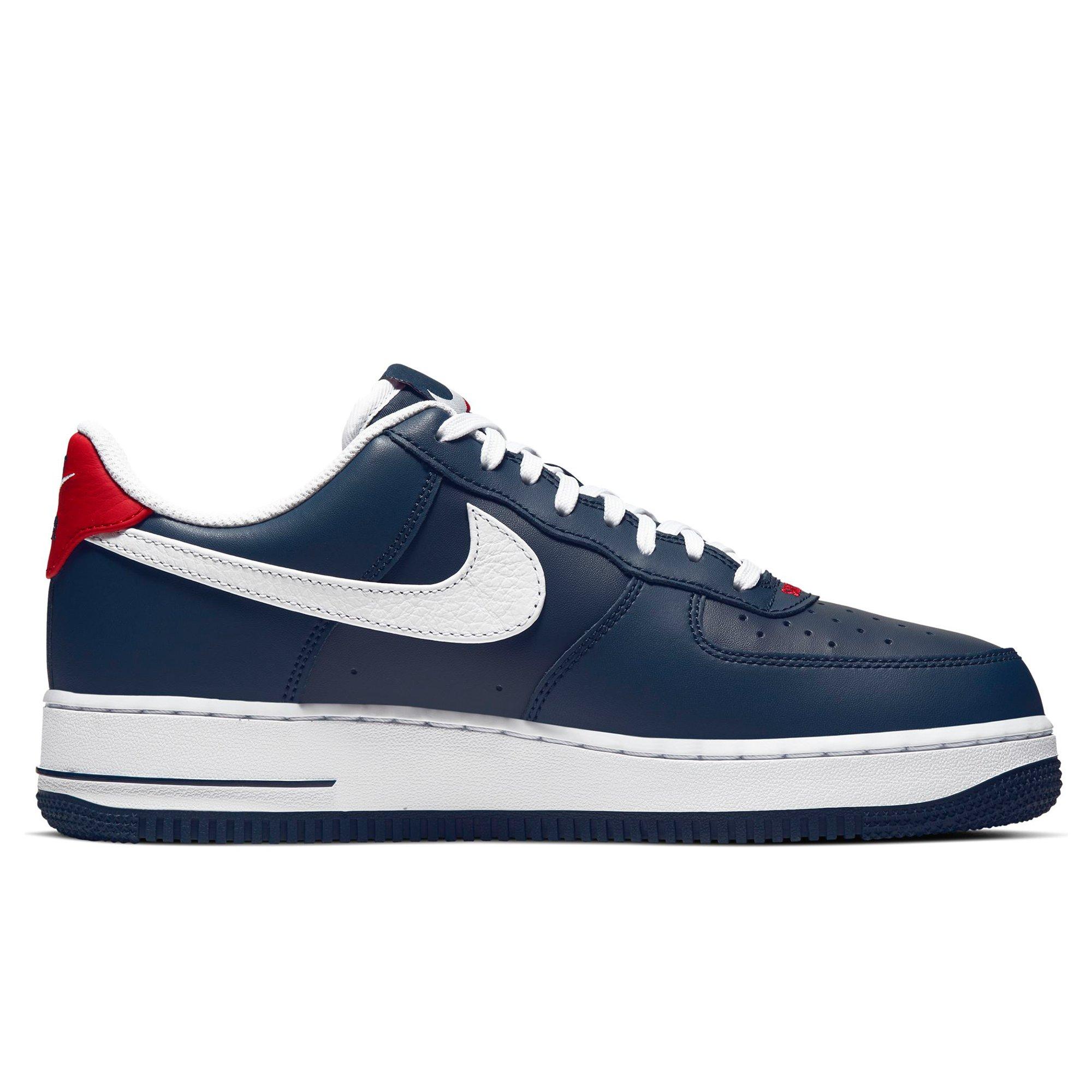 air force 1 with red and blue swoosh