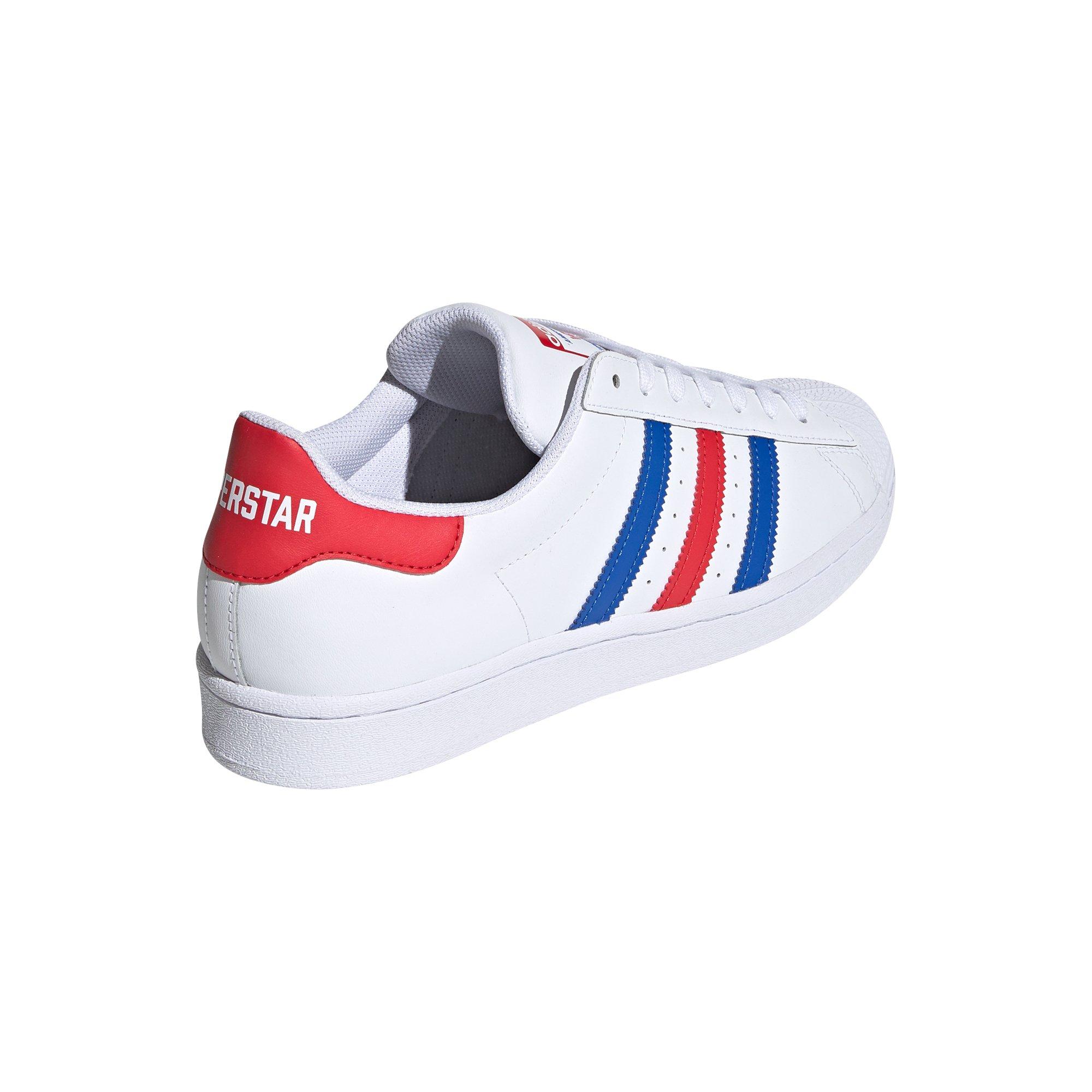 Mens red white hotsell and blue adidas superstar