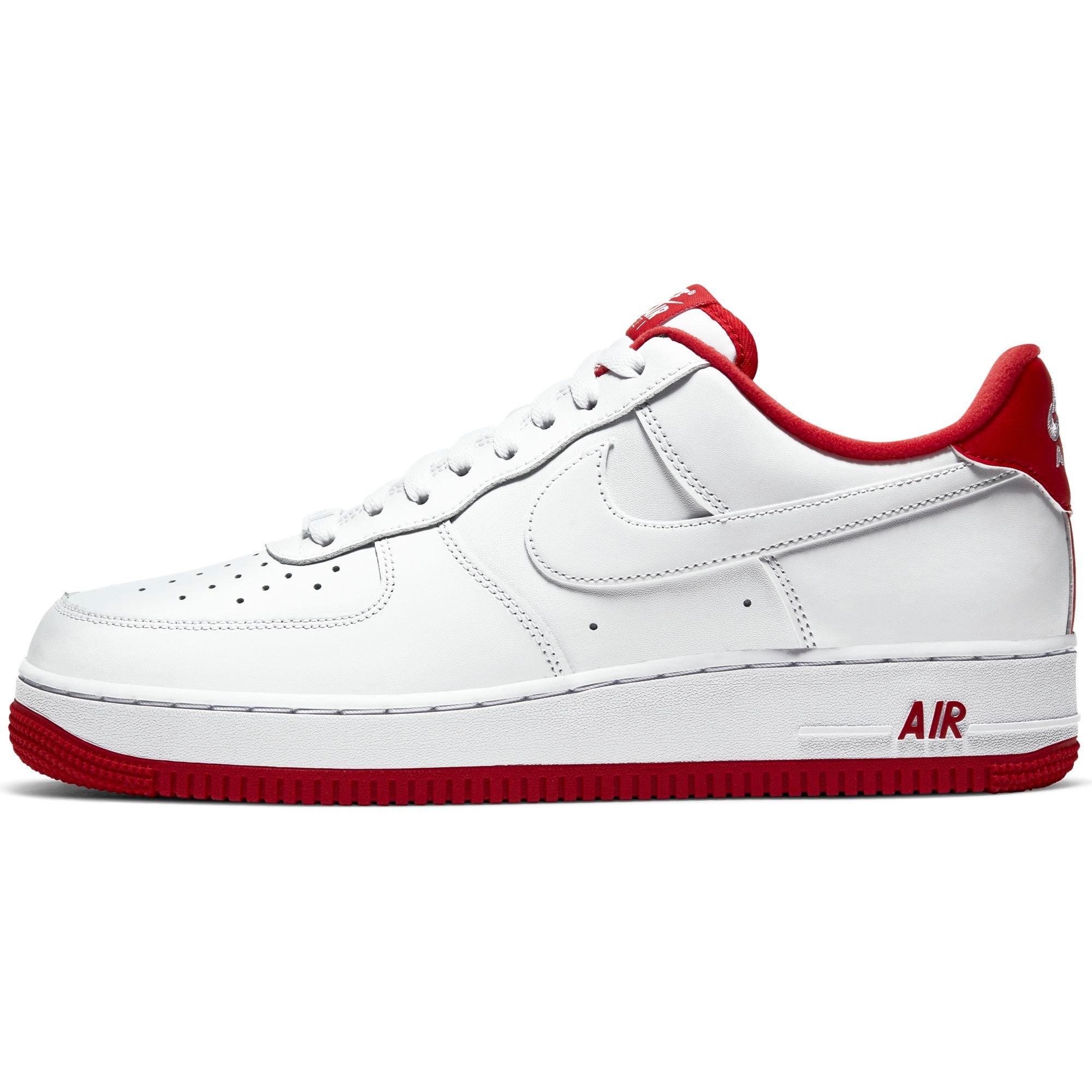 white air forces with red check