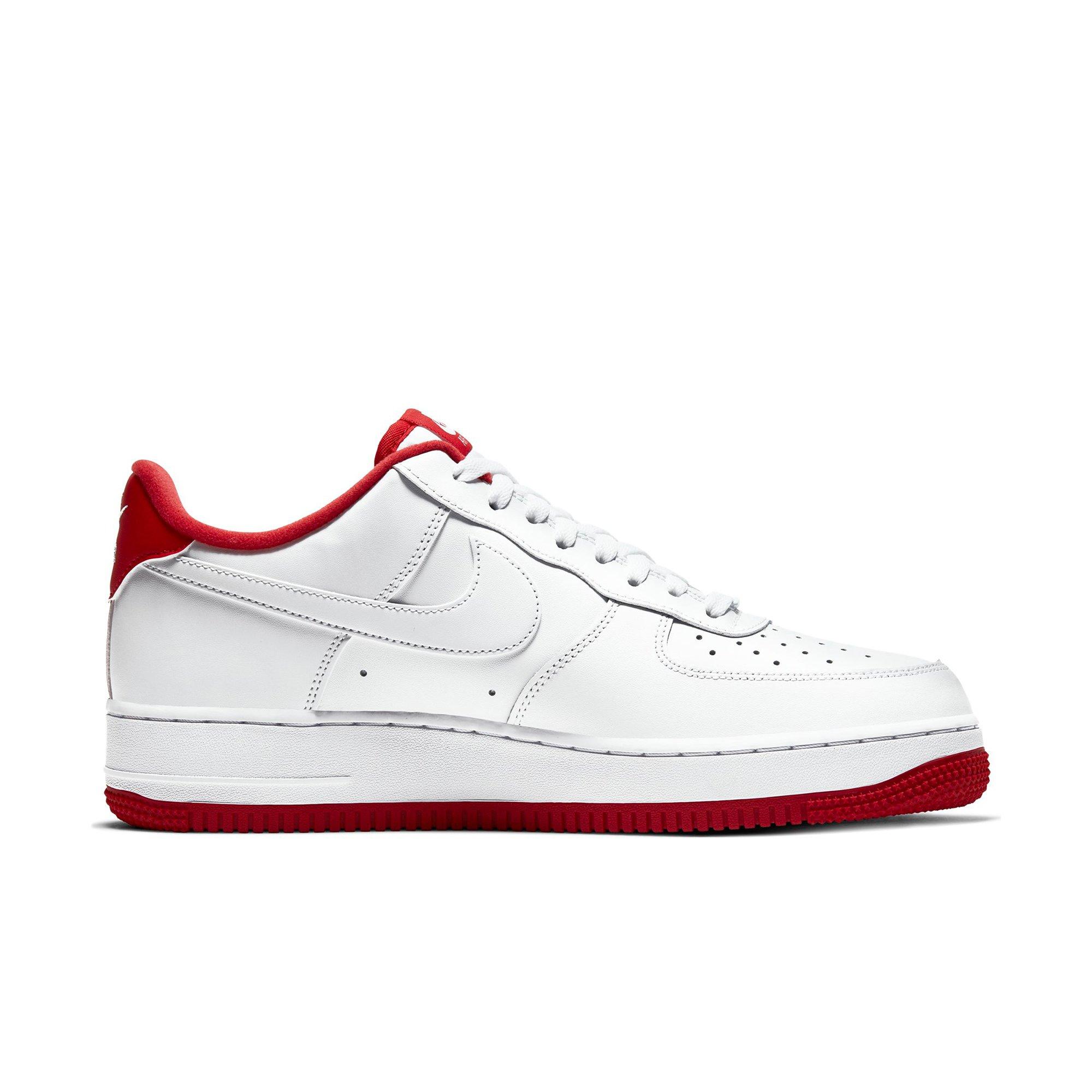 white air forces with red check