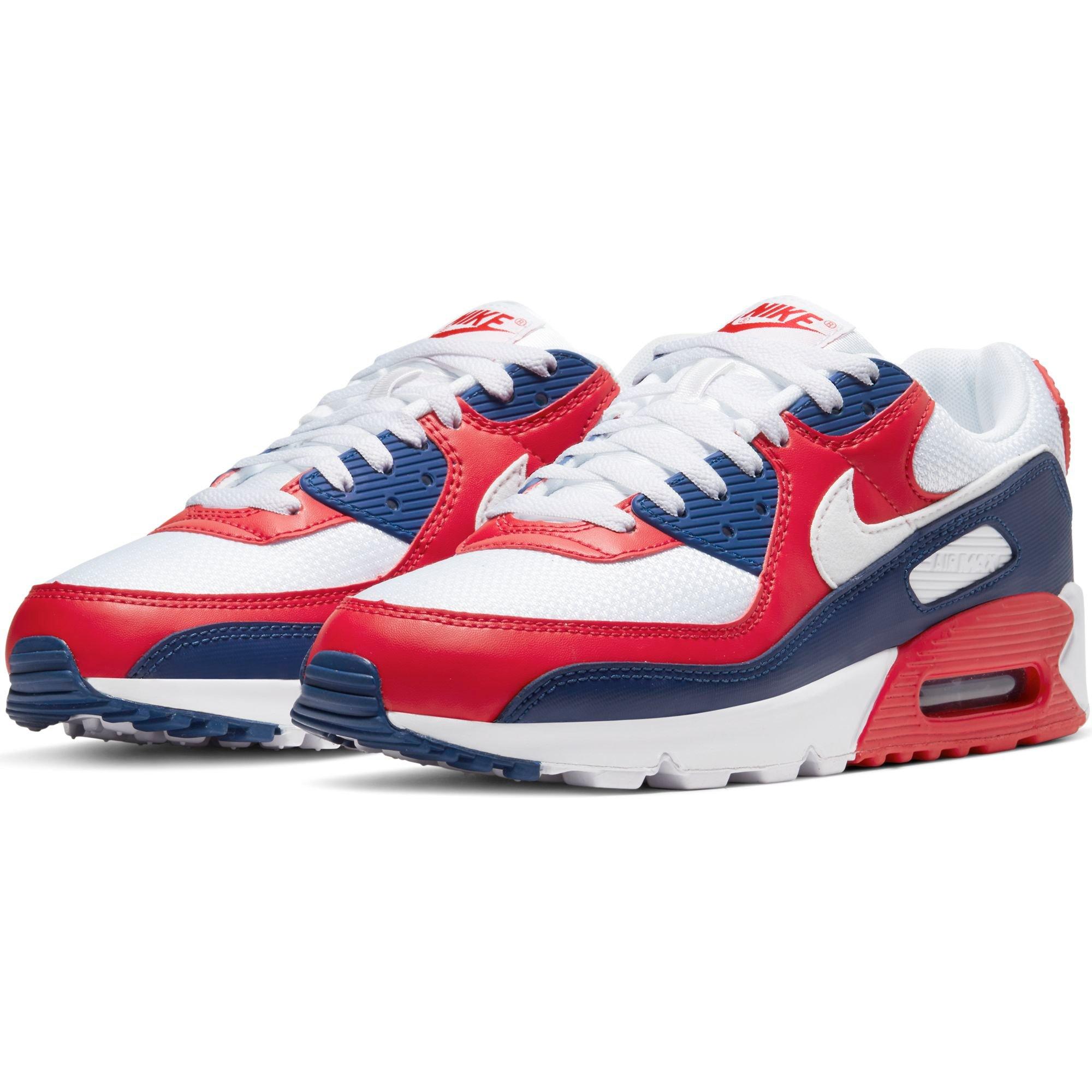 Nike red white and best sale blue sneakers