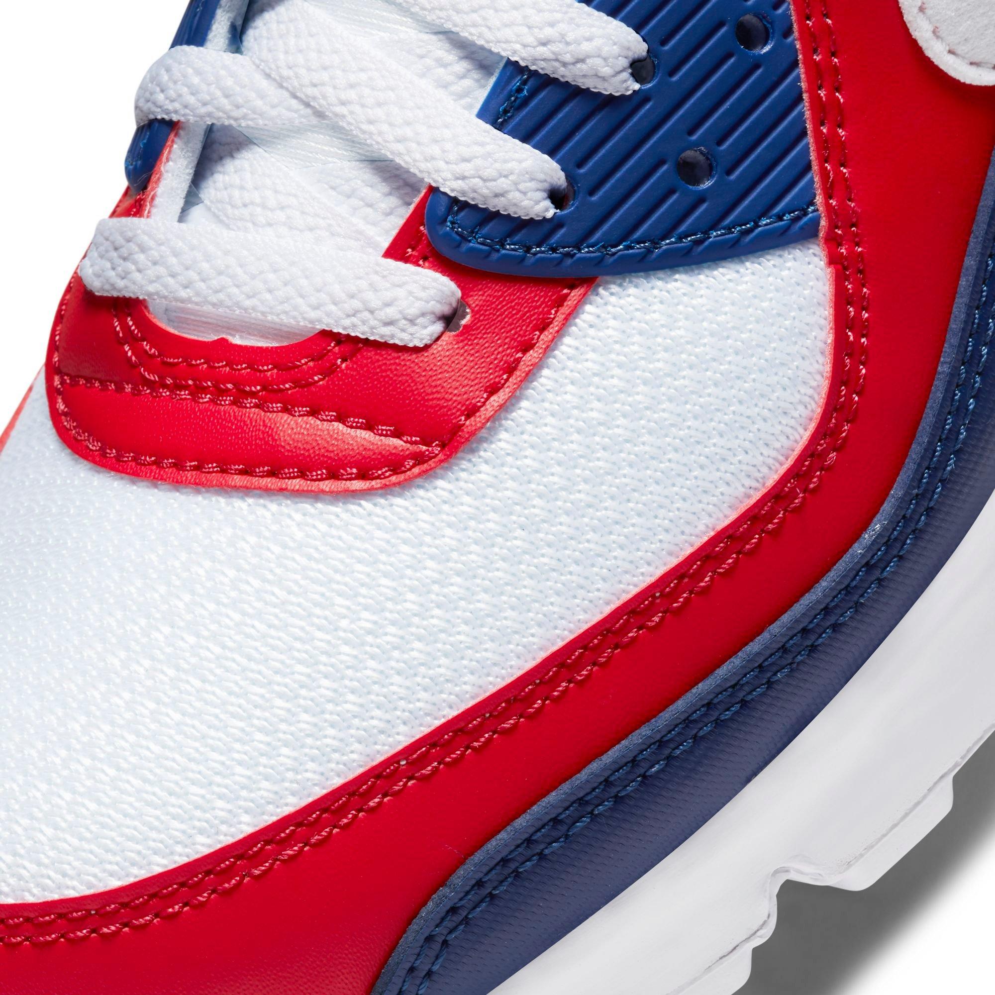 white blue and red nike air max