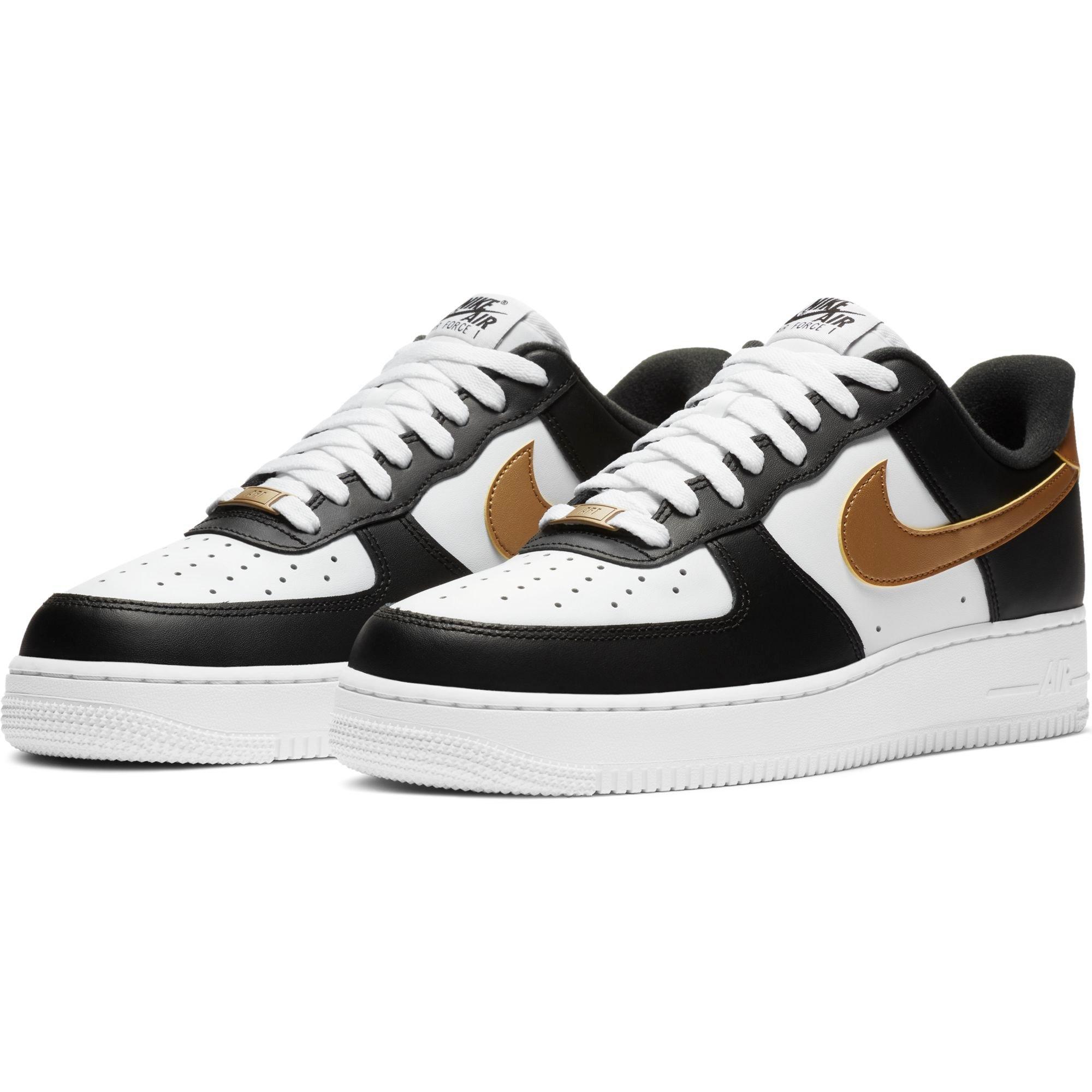 white black and gold air force ones