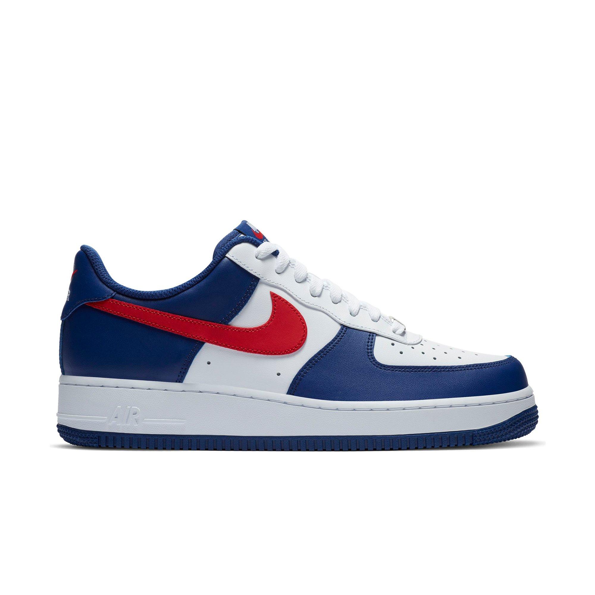 red white and blue low top air force ones